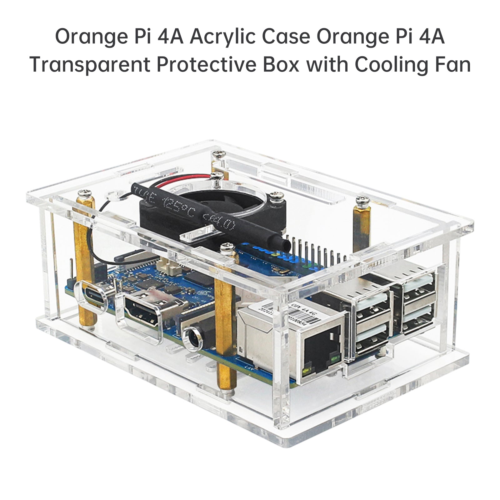 Orange Pi 4A Transparent Protective Box Orange Pi 4A Acrylic Case w Cooling Fan