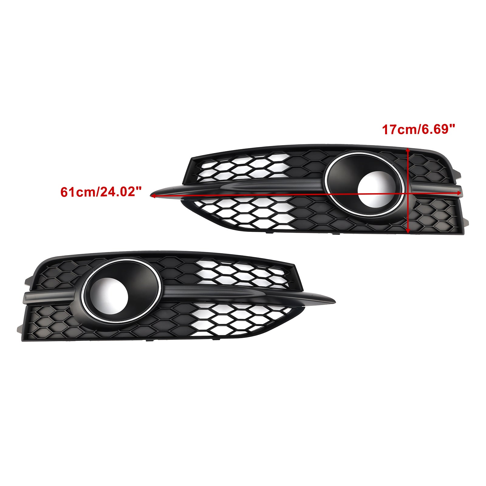 2012-2015 Audi A7 S-Line S7 Black Front Bumper Fog Light Grille Cover Bezel