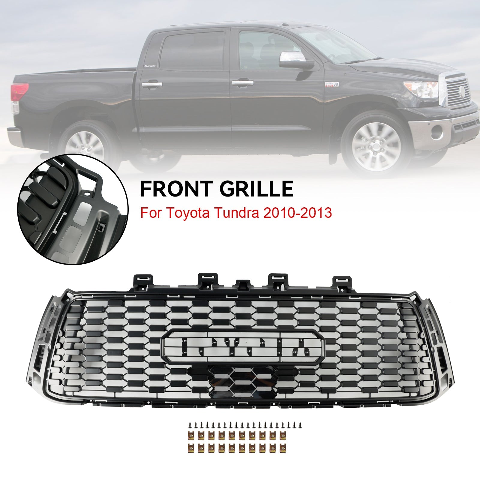 2010-2013 Toyota Tundra TRD PRO Honeycomb Front Bumper Grill Grille Black Generic