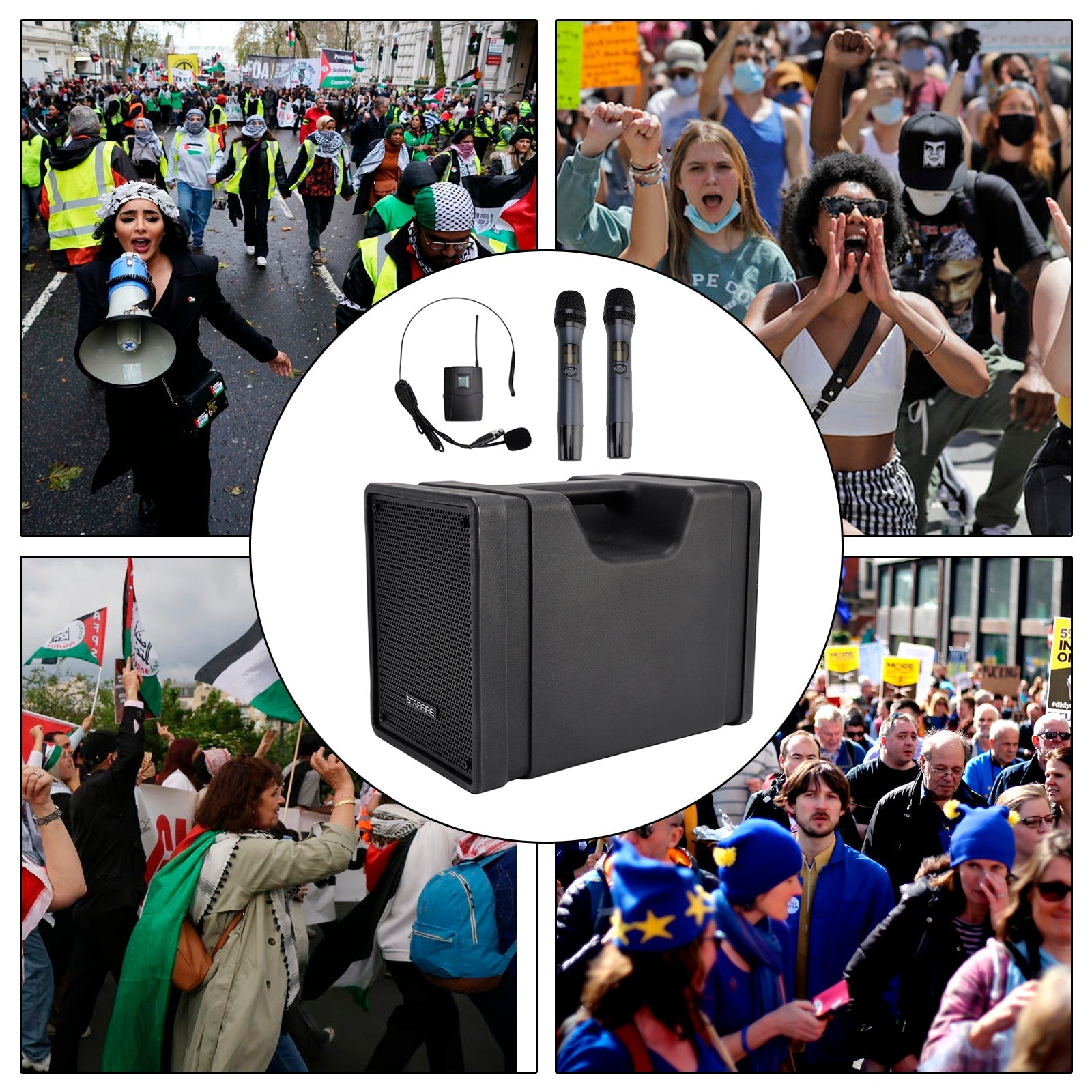 CX-10 Portable Megaphone Wireless Portable PA Speaker System FM Loudspeaker