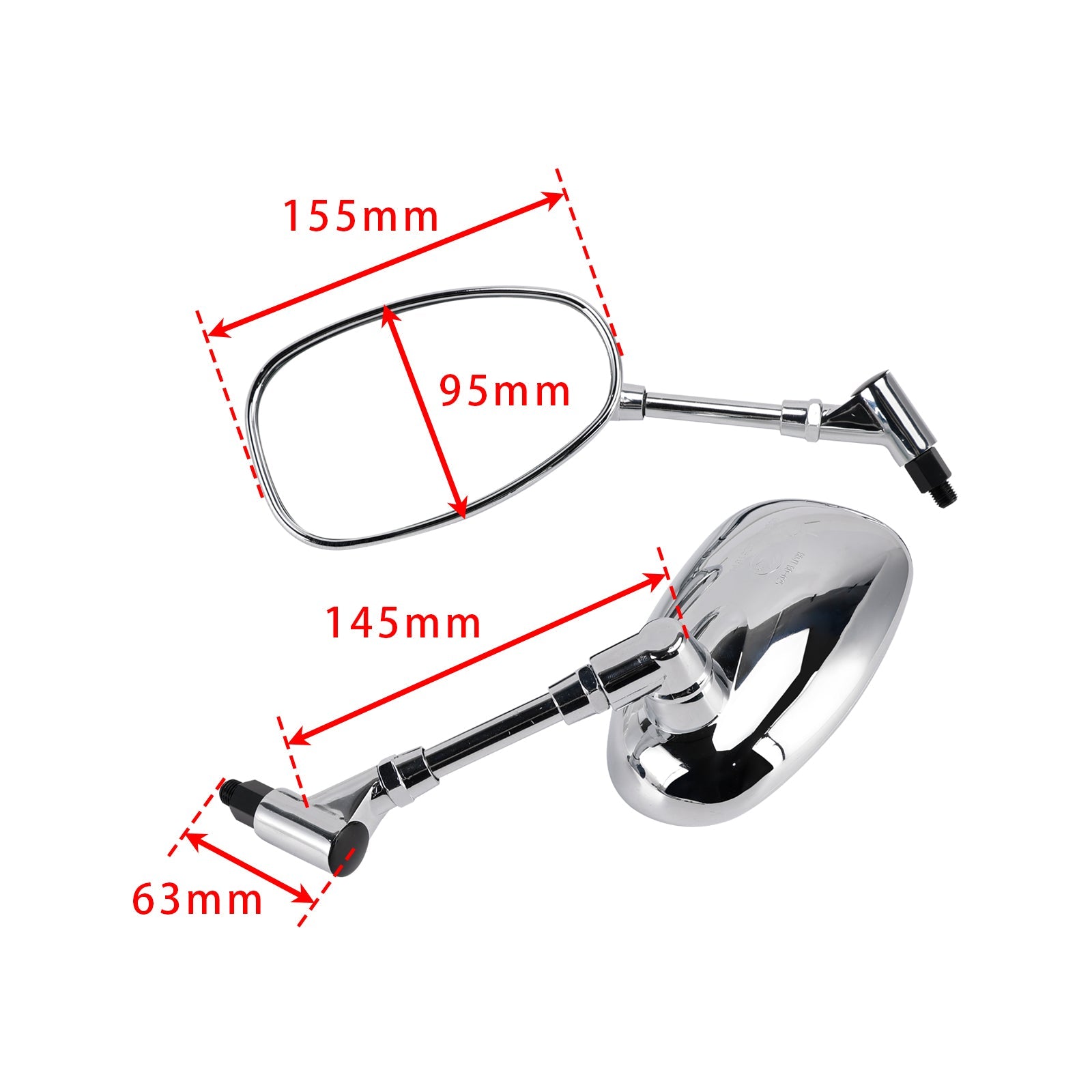 Set of 2 Chrome Rearview Mirrors For Honda VTX1300S 2003-2007 VTX1800C 2002-2006