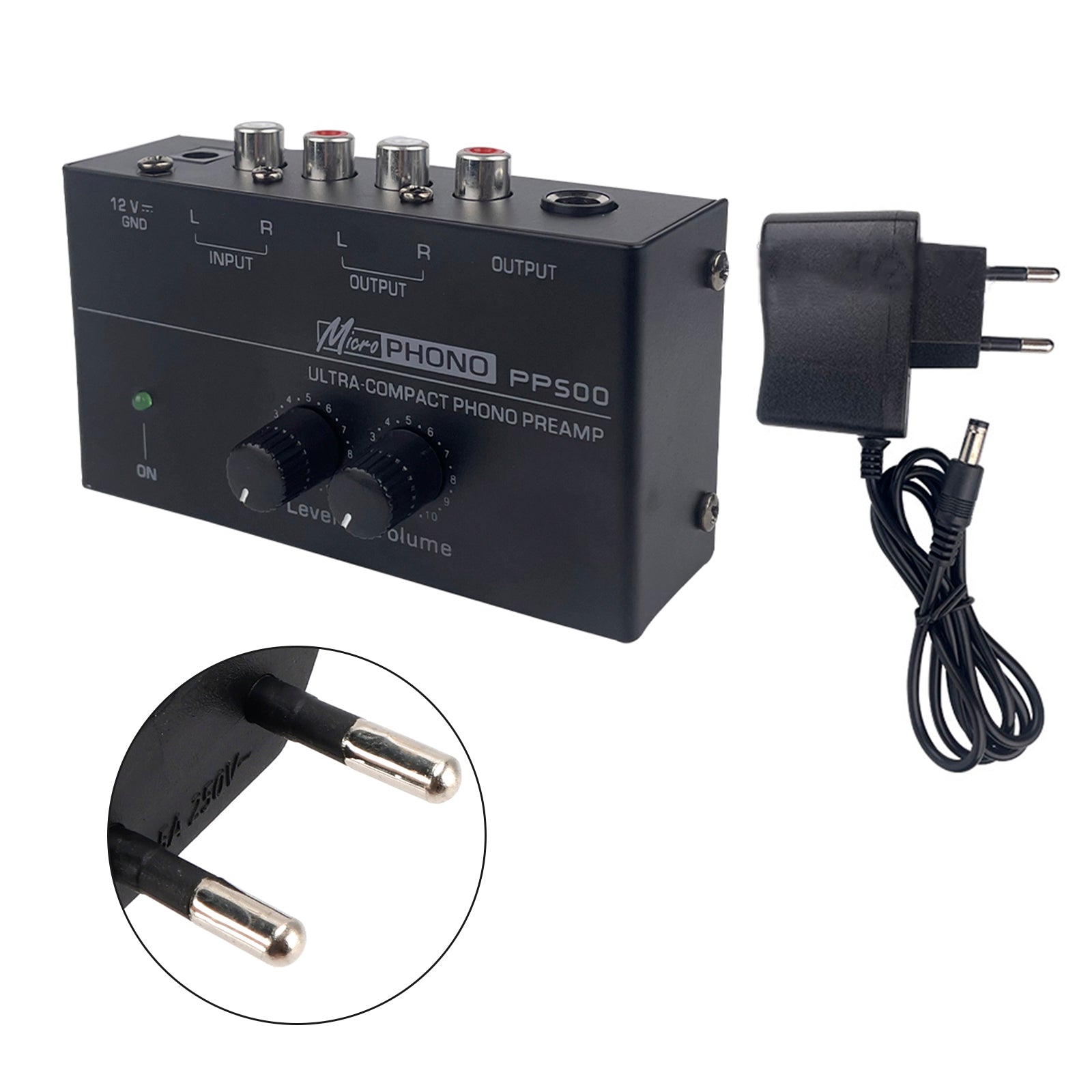 PP500 Phono Preamp Preamplifier with Level Volume Control for LP Vinyl Turntable