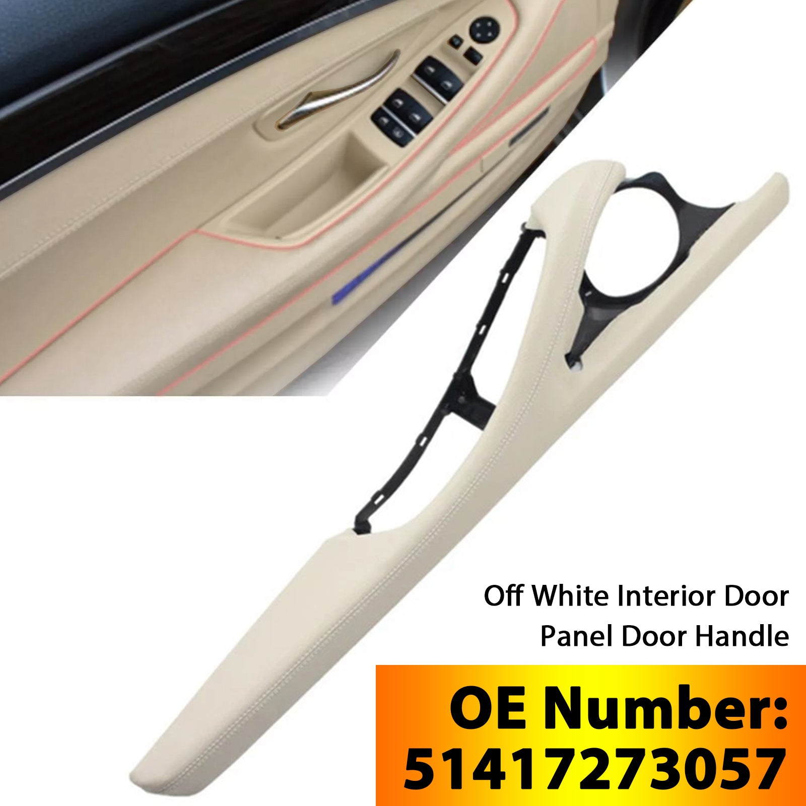 2010-2016 BMW 5 Series F11 F10 F18 1x Interior Door Panel Door Handle Off White 51417273057