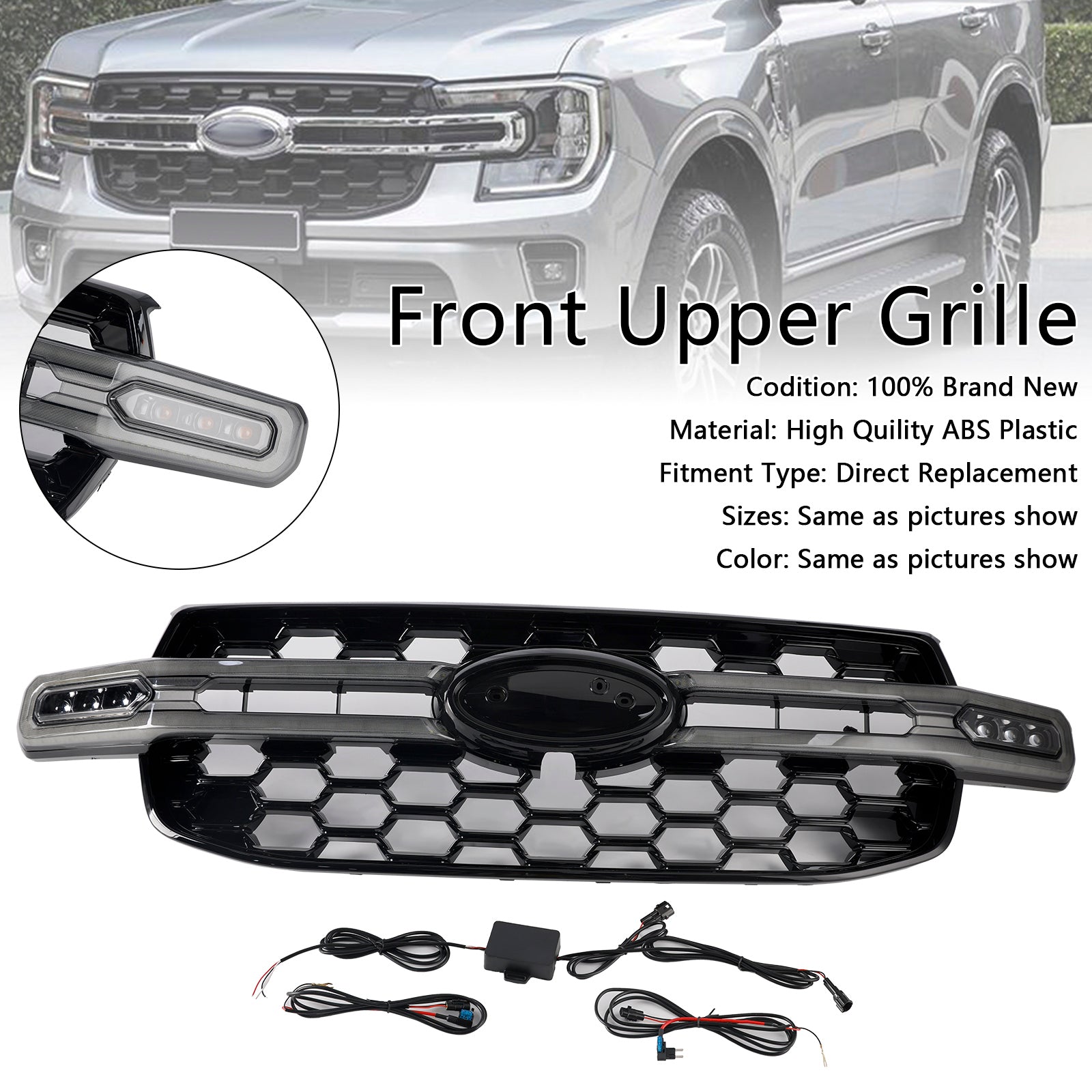 Front Bumper Grille Grill Fit Ford Ranger Everest Next Gen Wildtrak 2023-2025