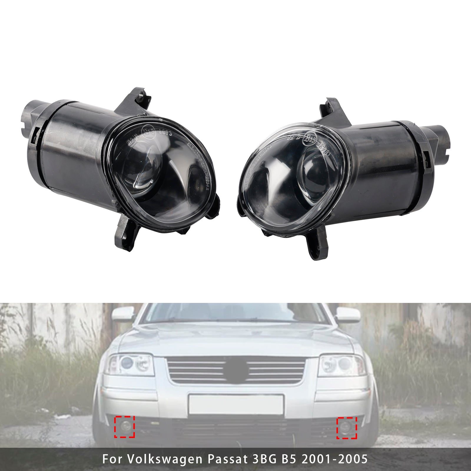 2001-2005 Volkswagen PASSAT 3BG B5 Pair Front Bumper Driving Fog Light Lamps