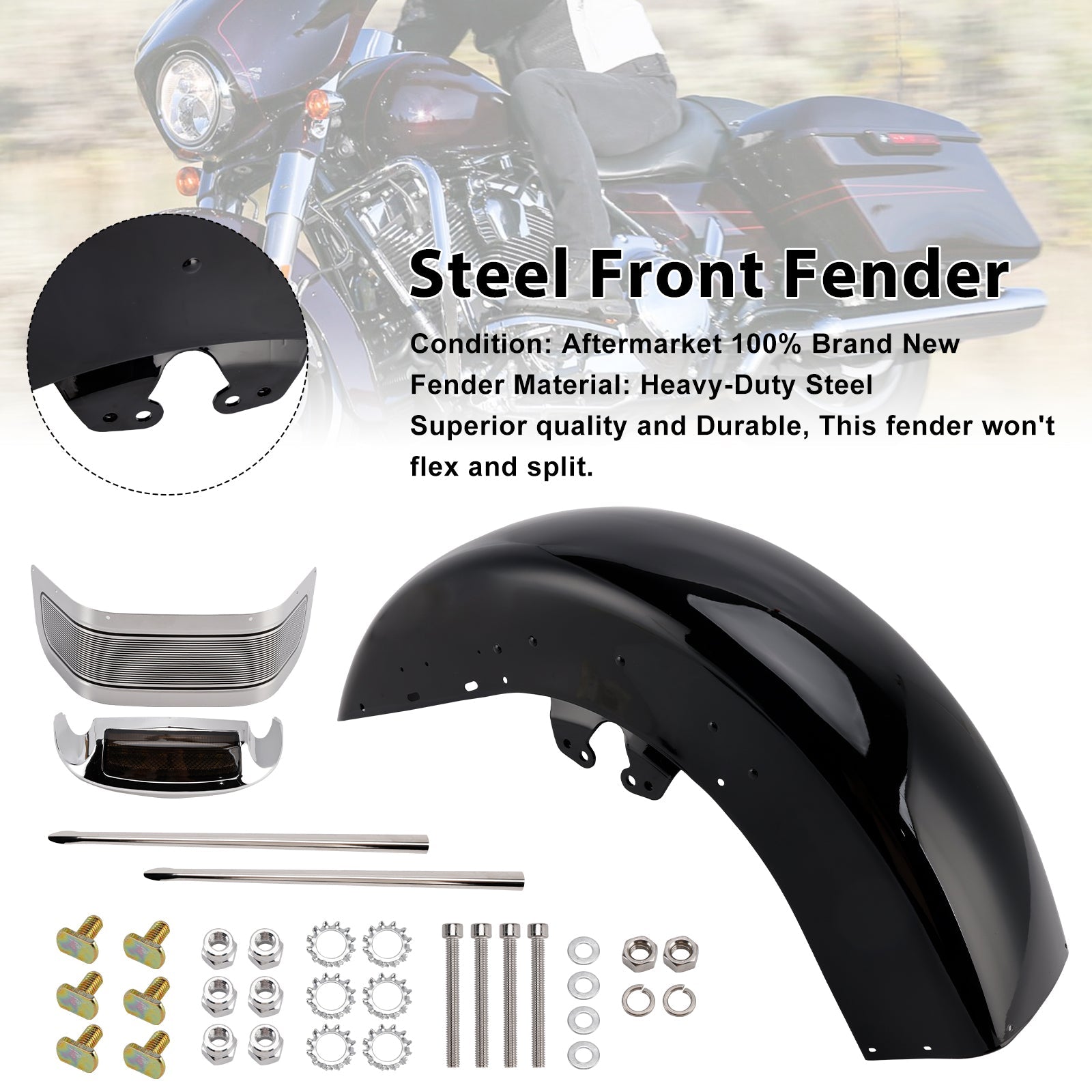 2014-2024 Touring Electra Glide Ultra Limited Steel Front Fender Mudguard