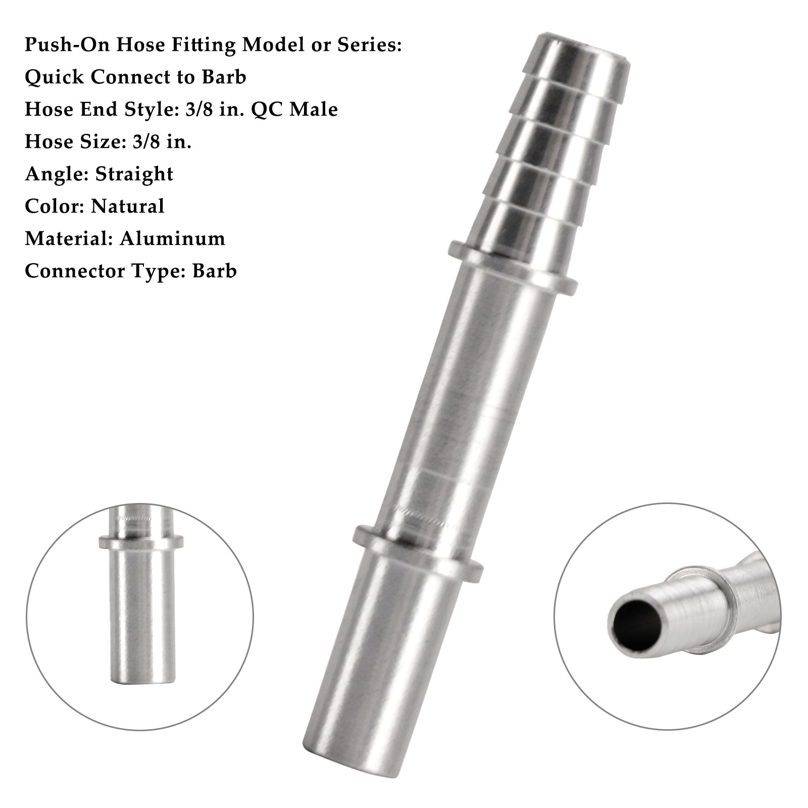Quick Connect 3/8 Fuel Rail Hose To 3/8 Barb Adapter Fitting AN817-02-06BA
