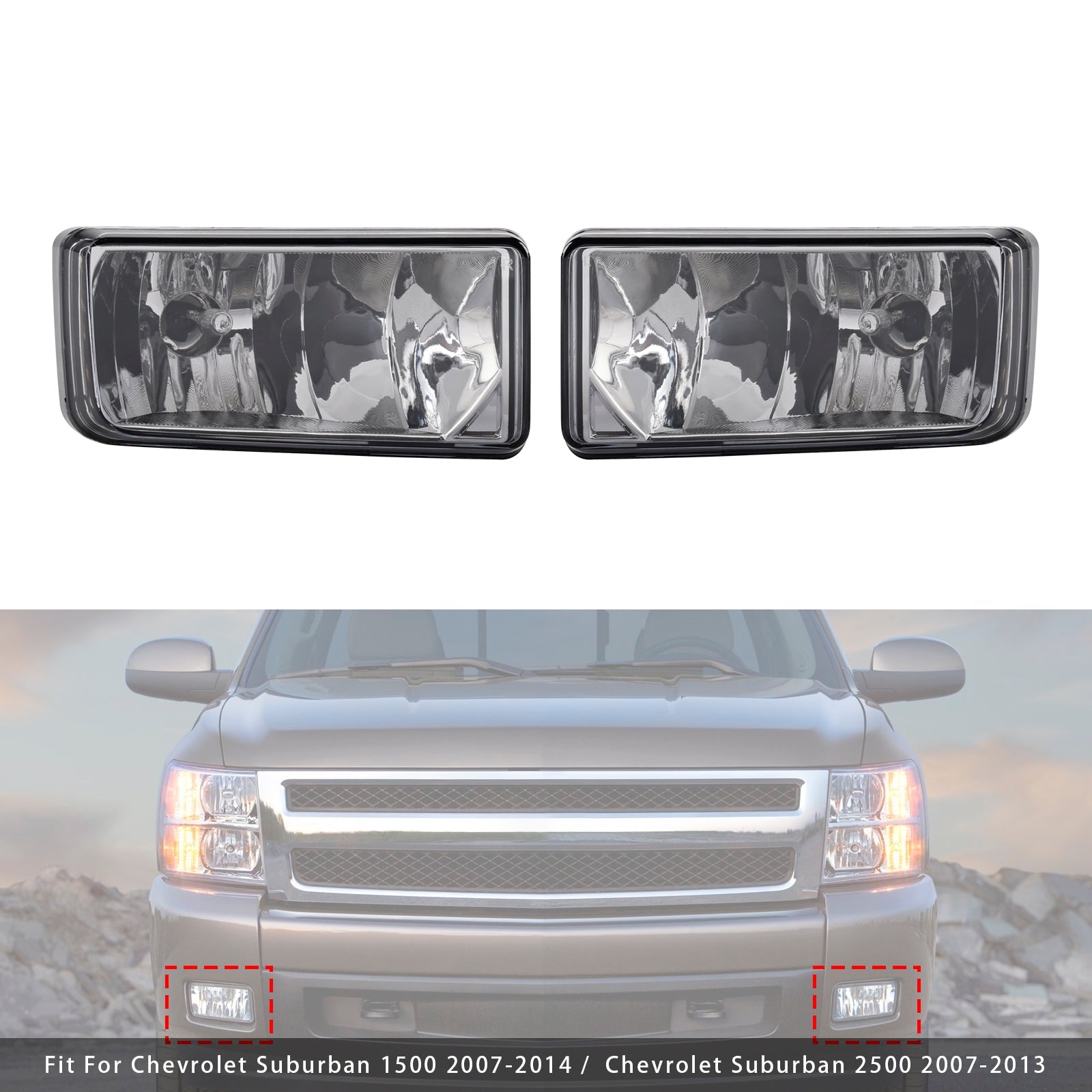 Pair Front Fog Light Lamps With Bulbs For Chevy Silverado 2007-2013 Clear Lens