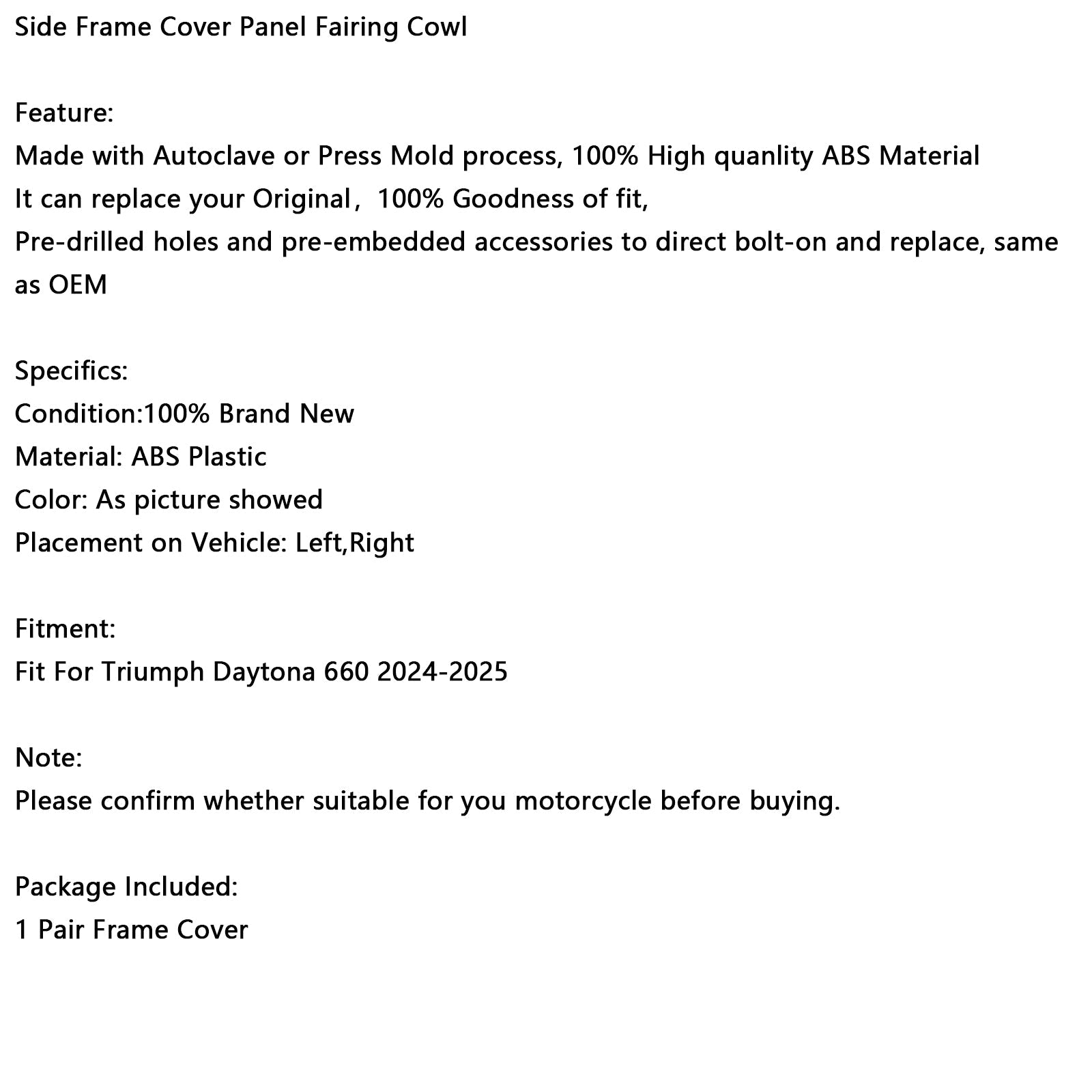 2024-2025 Daytona 660 Side Frame Cover Panel Fairing Cowl