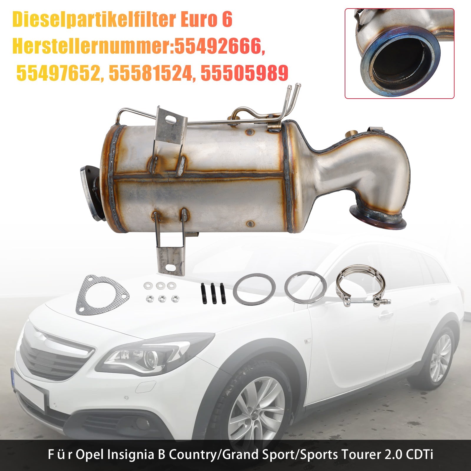 55497652 For Opel Insignia B Grand Sport 2017/03-2025/12 Z18 2.0 CDTi Diesel particulate filter DPF