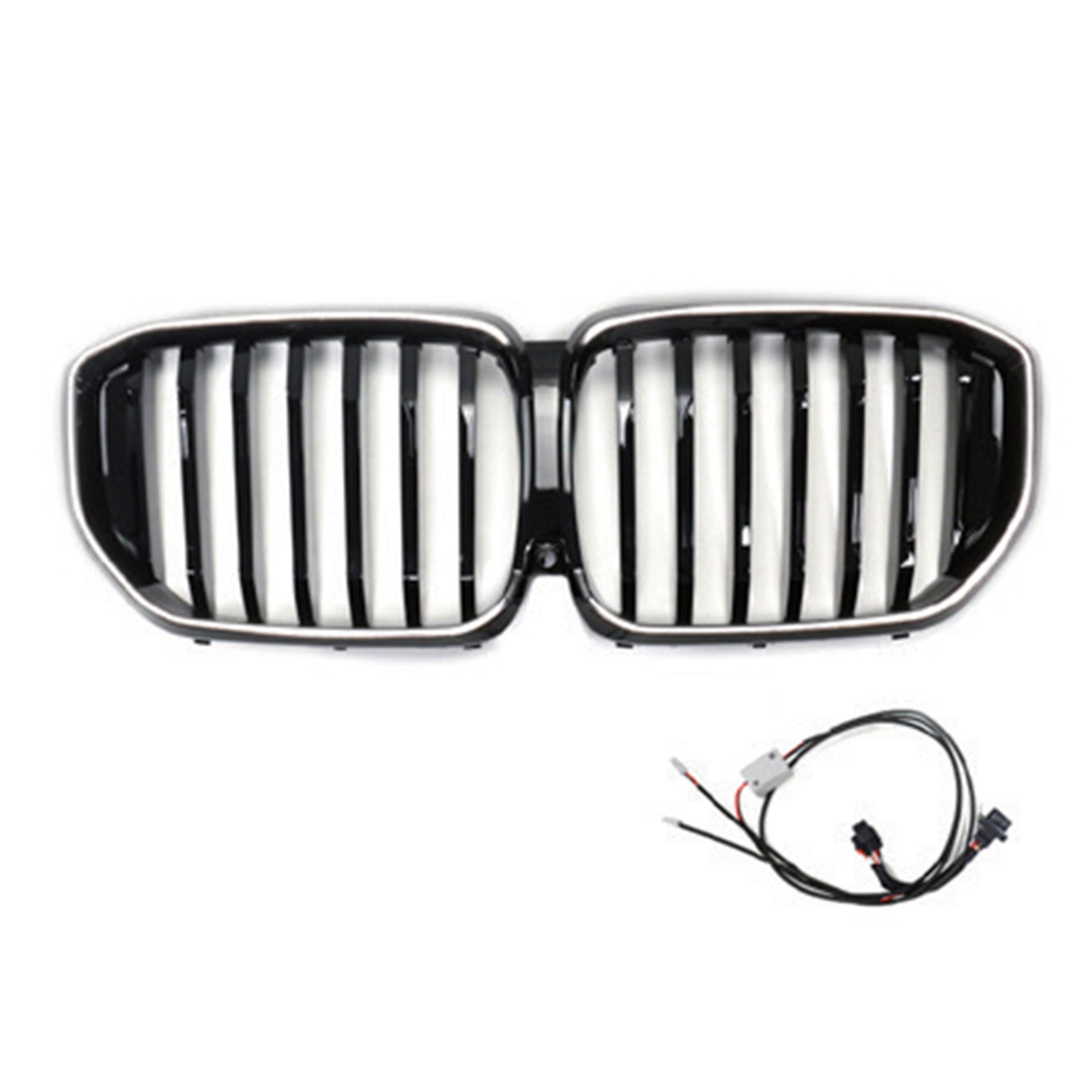 For BMW G05 LCI X5 2024+ Single Line W/LED Gloss Black Front Bumper Grille Grill