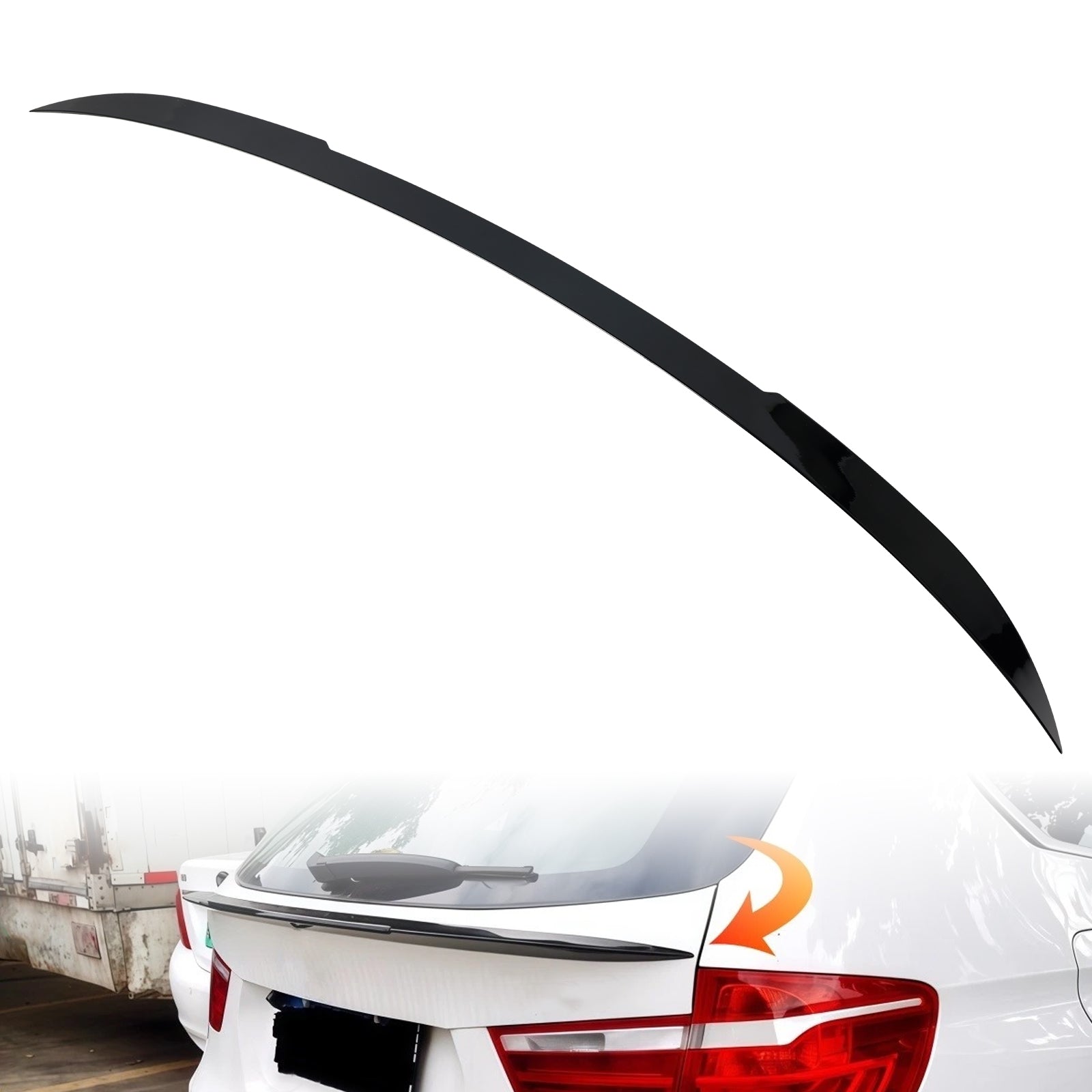 Gloss Black Rear Mid Boot Spoiler For BMW X3 F25 2010-2018