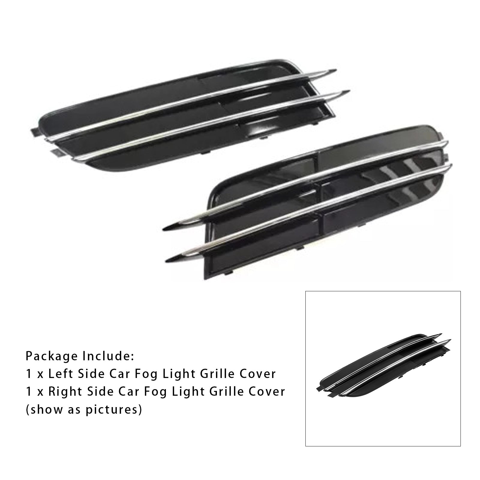 1 Pair Front Bumper Fog Light Grill Cover Bezel For Audi A6 C7 2011-2014