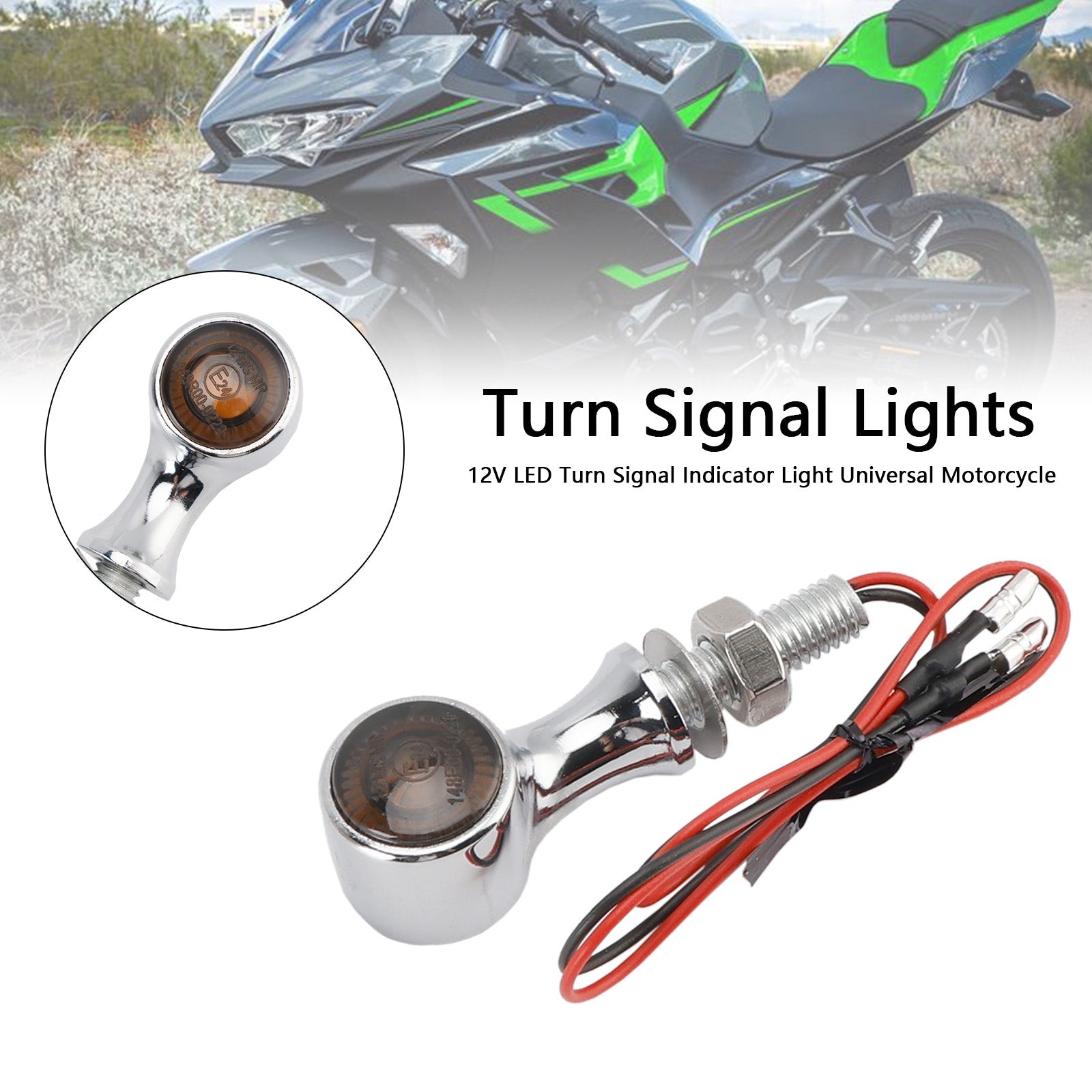 12V LED Turn Signal Indicator Light 8mm Universal Motorcycle For Suzuki