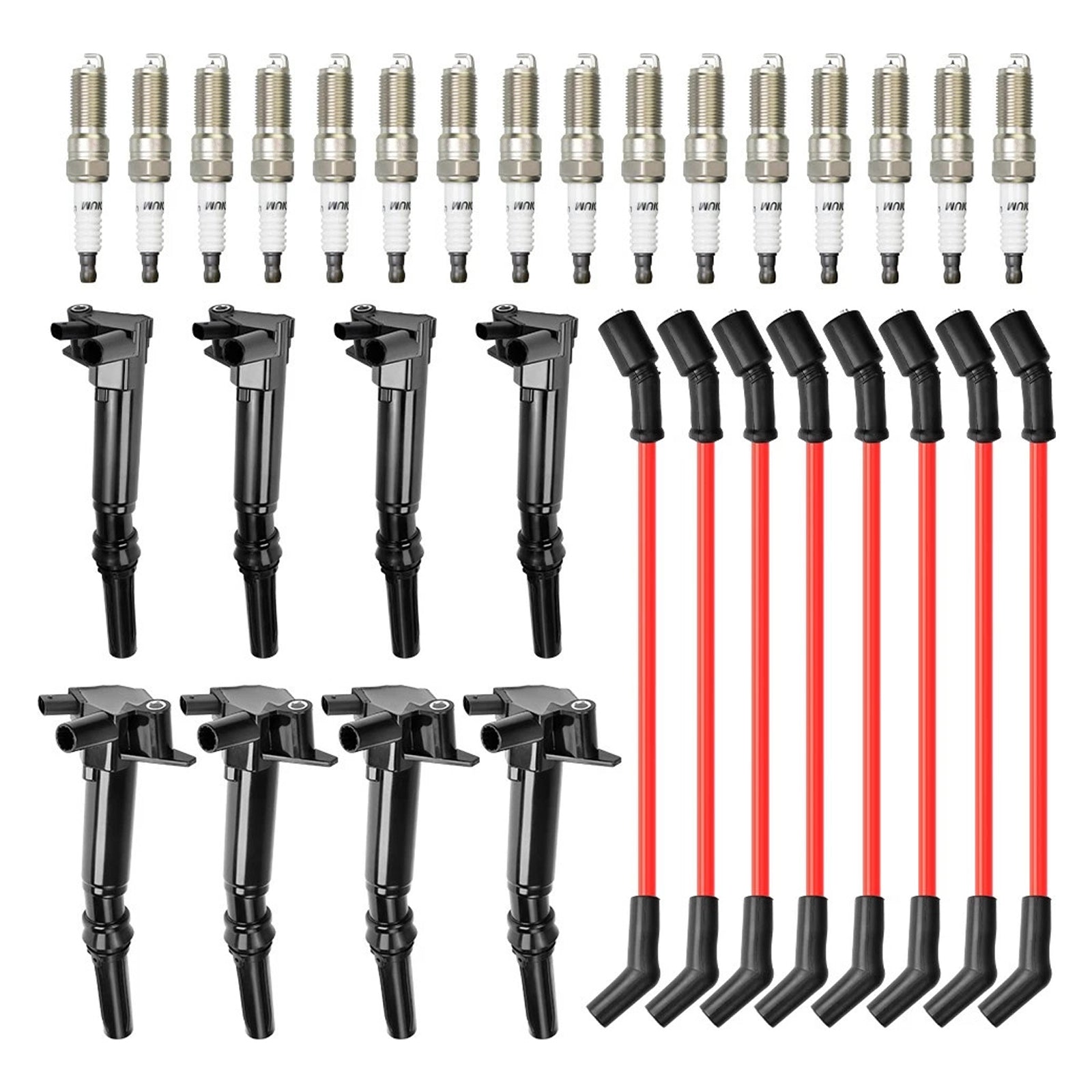 2018-2022 Ford F-350 Super Duty 6.2L V8 8 Ignition Coil+16 Spark Plug+8 Wires UF834 UF865 HL3Z-12029-C