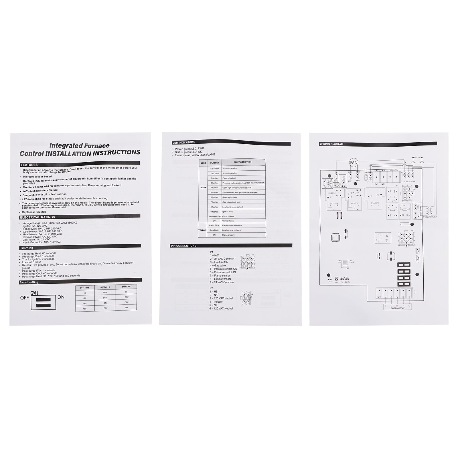 1012920A Furnace Control Board Compatible with Rheem 62-24084-82 2-24084-02