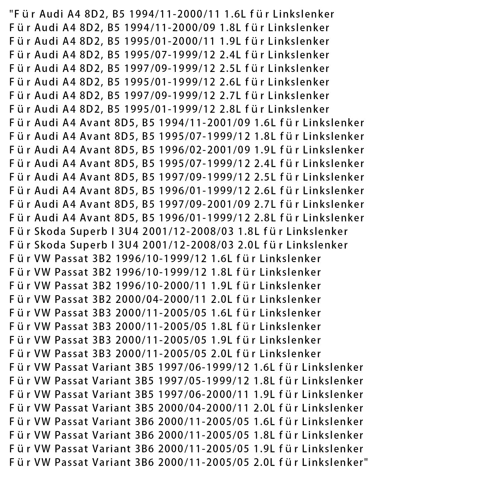 1997/09-1999/12 Audi A4 8D2, B5 2.7L Power Steering Rack 3B1422052R 8D1422052BX