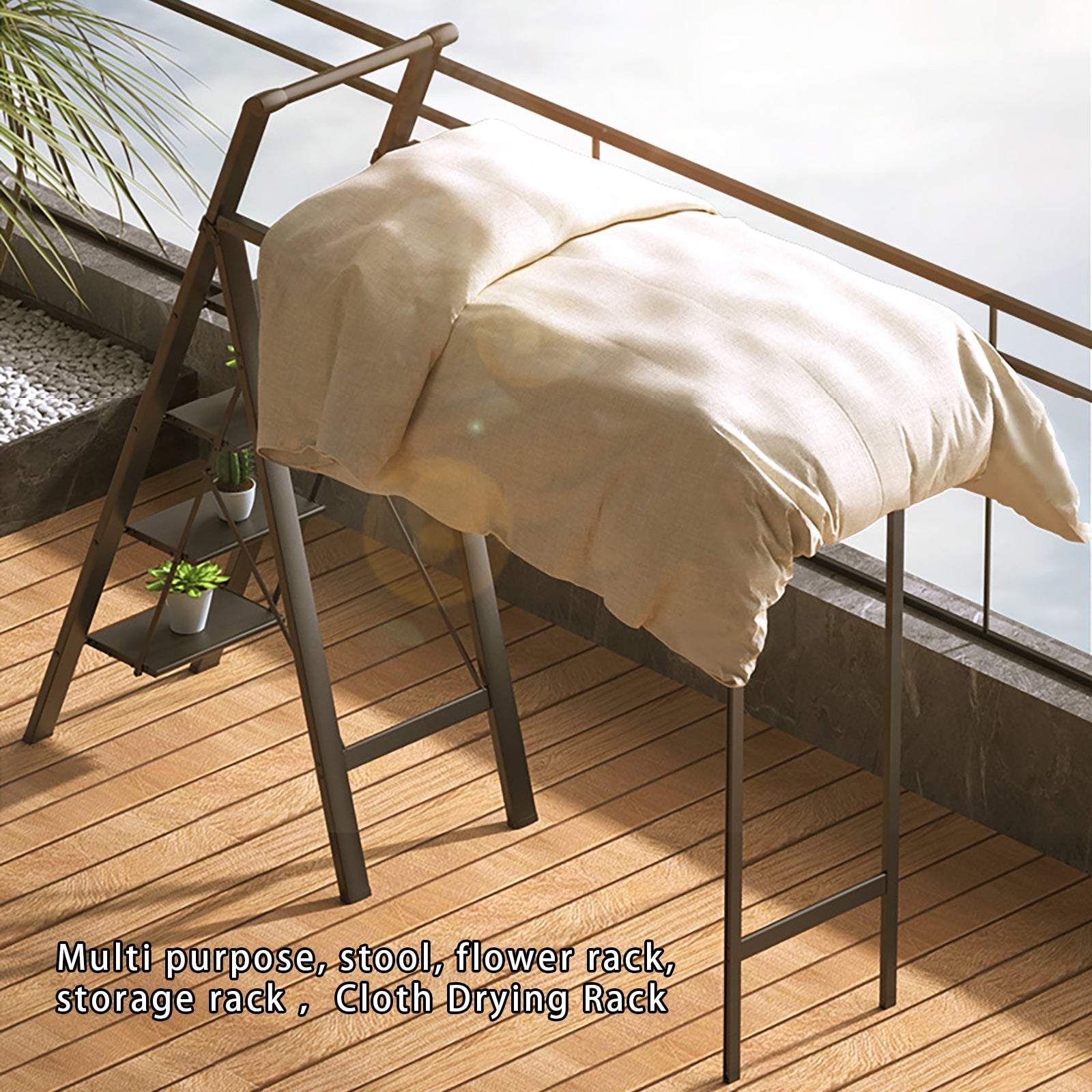 Foldable Drying Rack with Non-slip 4 Step Ladder 330lb Clothing Shoes Drying