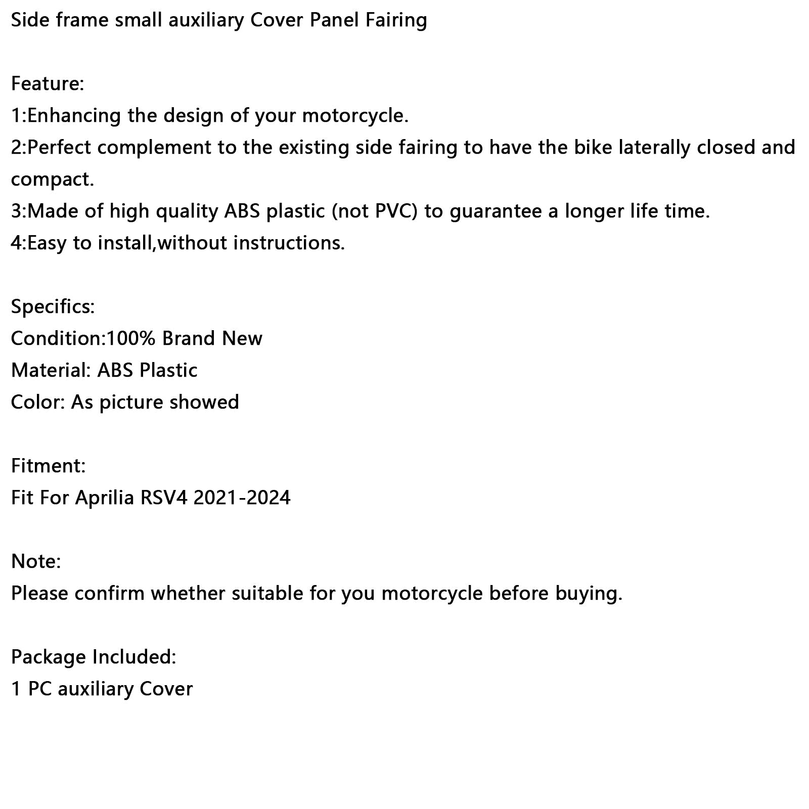 2021-2024 Aprilia RSV4 Side frame small auxiliary Cover Panel Fairing