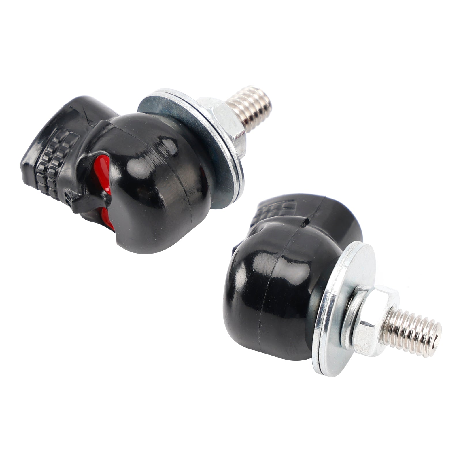 4x Motorcycle Bike Plastic Black Skull License Plate Bolt On Screw On Frame Nut