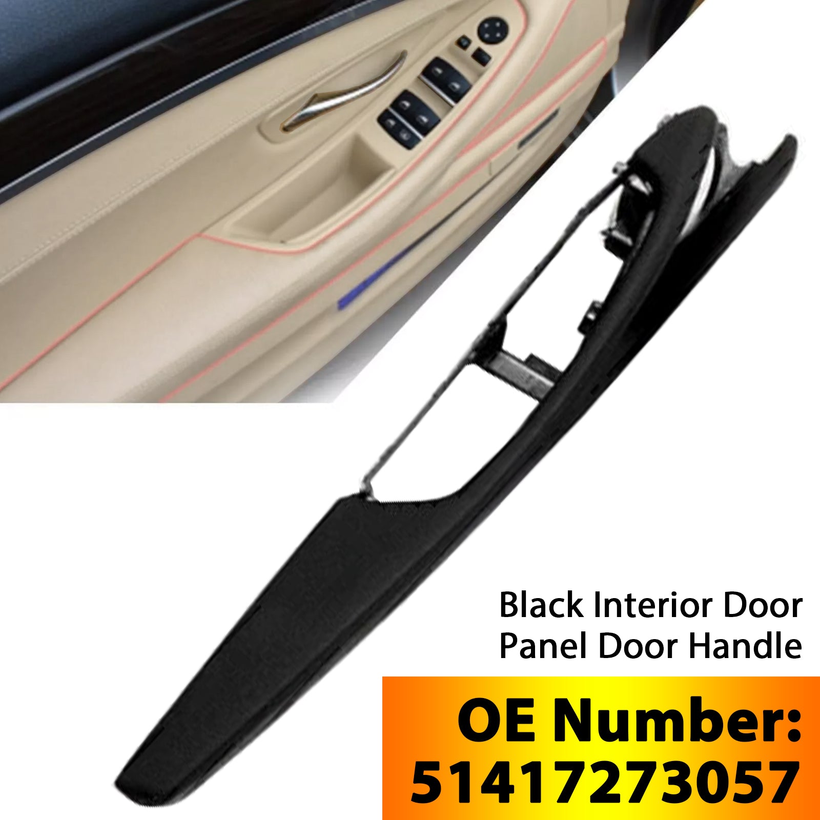 2010-2016 BMW 5 Series F11 F10 F18 1x Interior Door Panel Door Handle Black