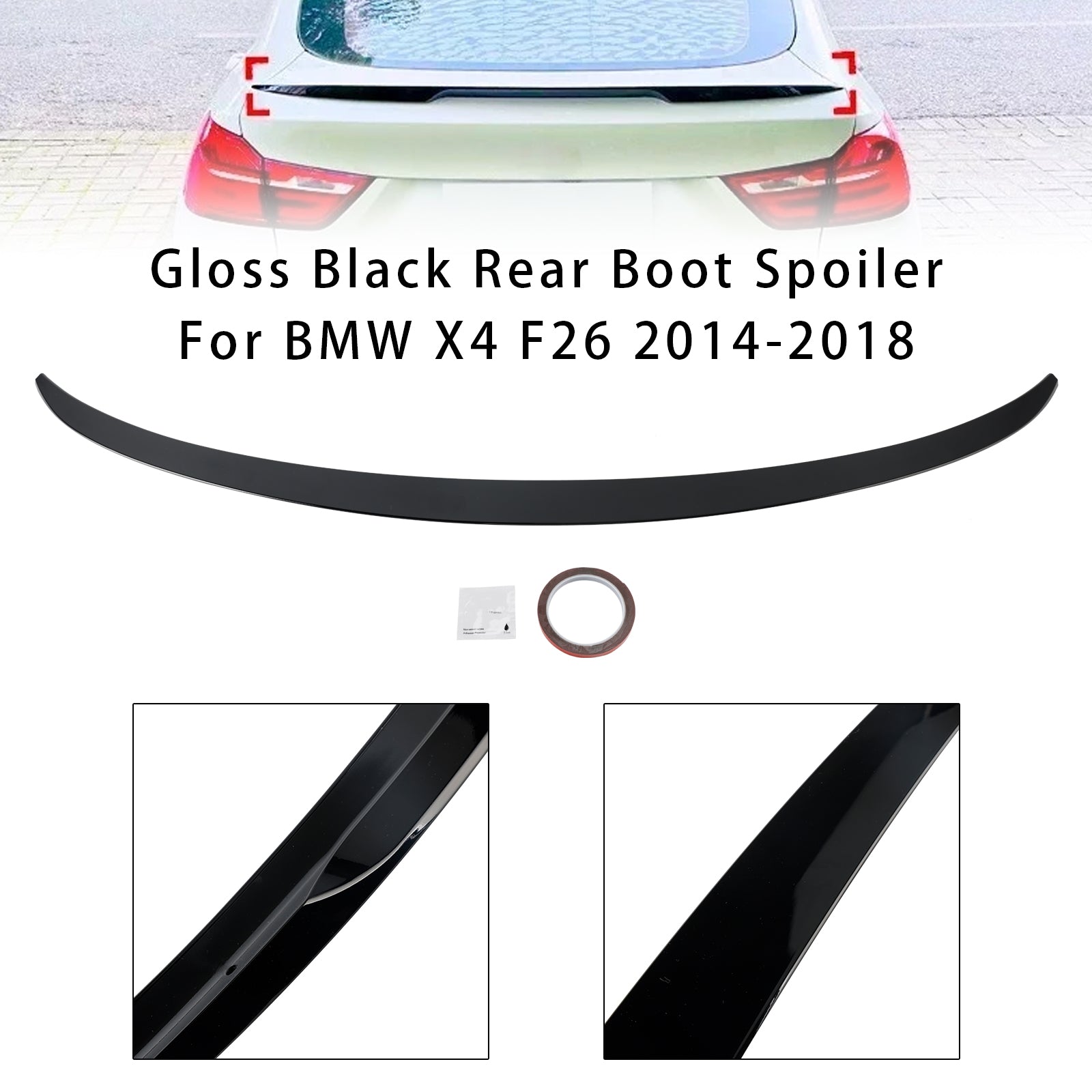 Gloss Black Rear Boot Spoiler For BMW X4 F26 2014-2018