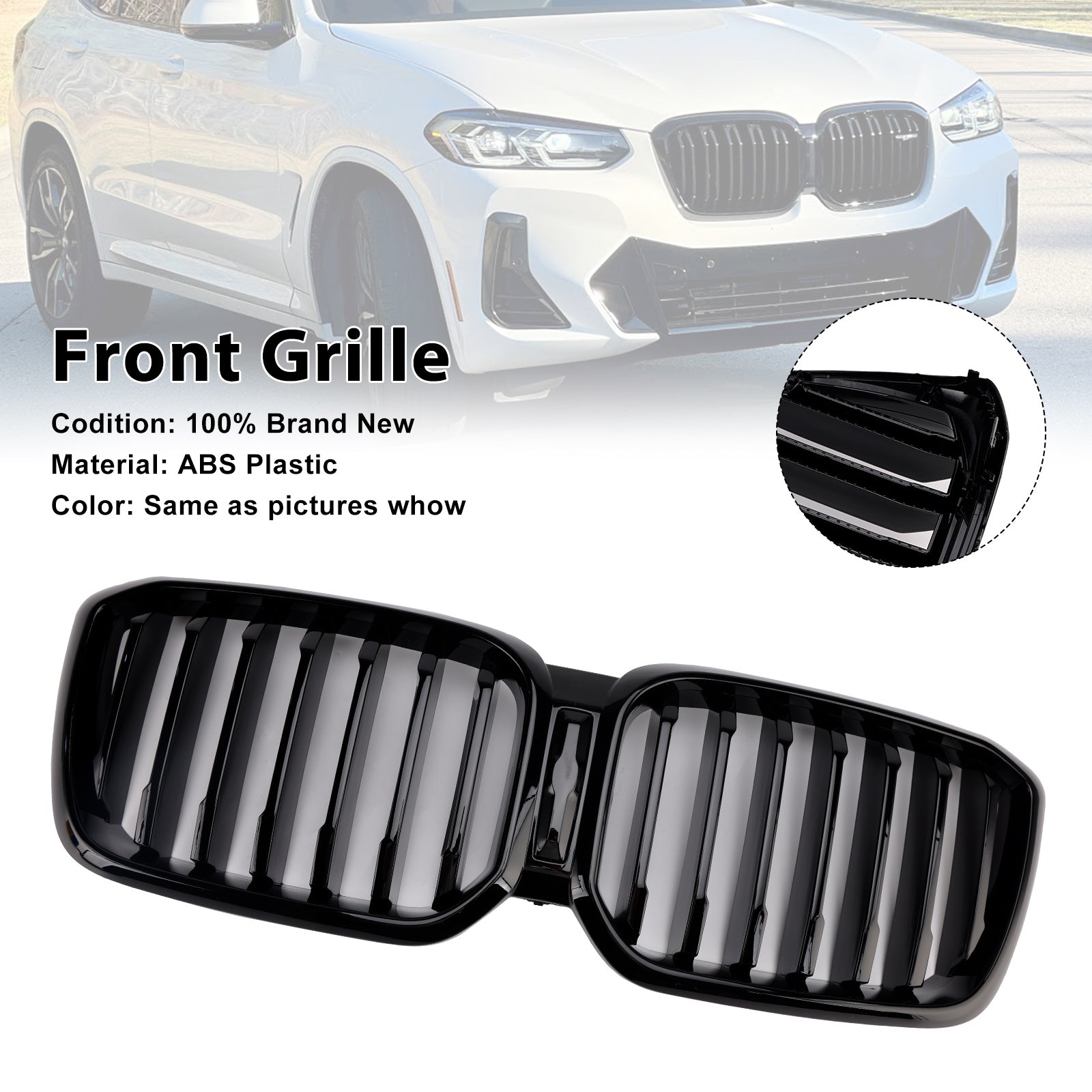2022-2025 BMW X3 G01 X4 G02 Front Bumper Kidney Grille Glossy Black 51139501170
