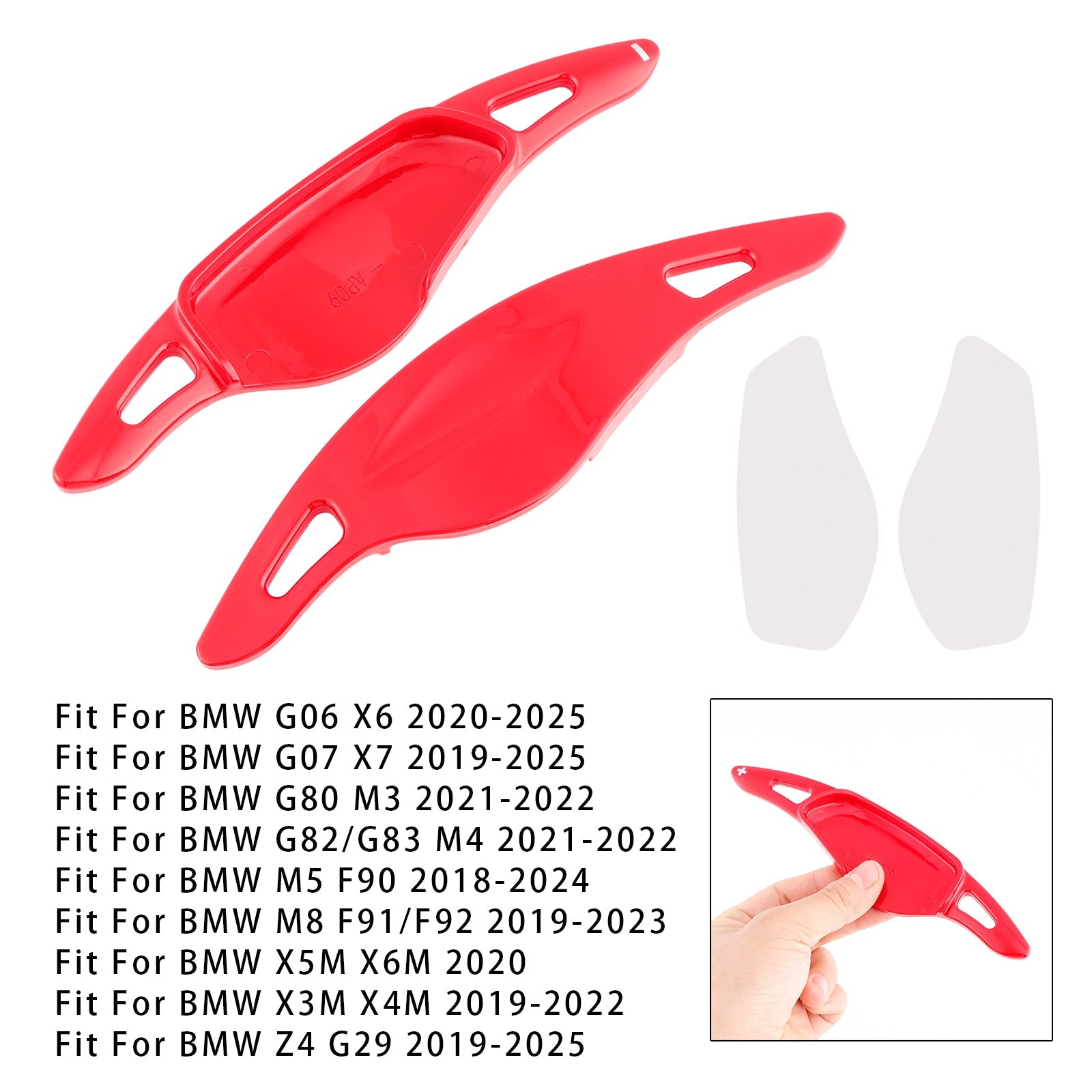 Steering Wheel Paddle Shifter Extensions For BMW G05 X5 F95 X5M G07 X7 G22 Red
