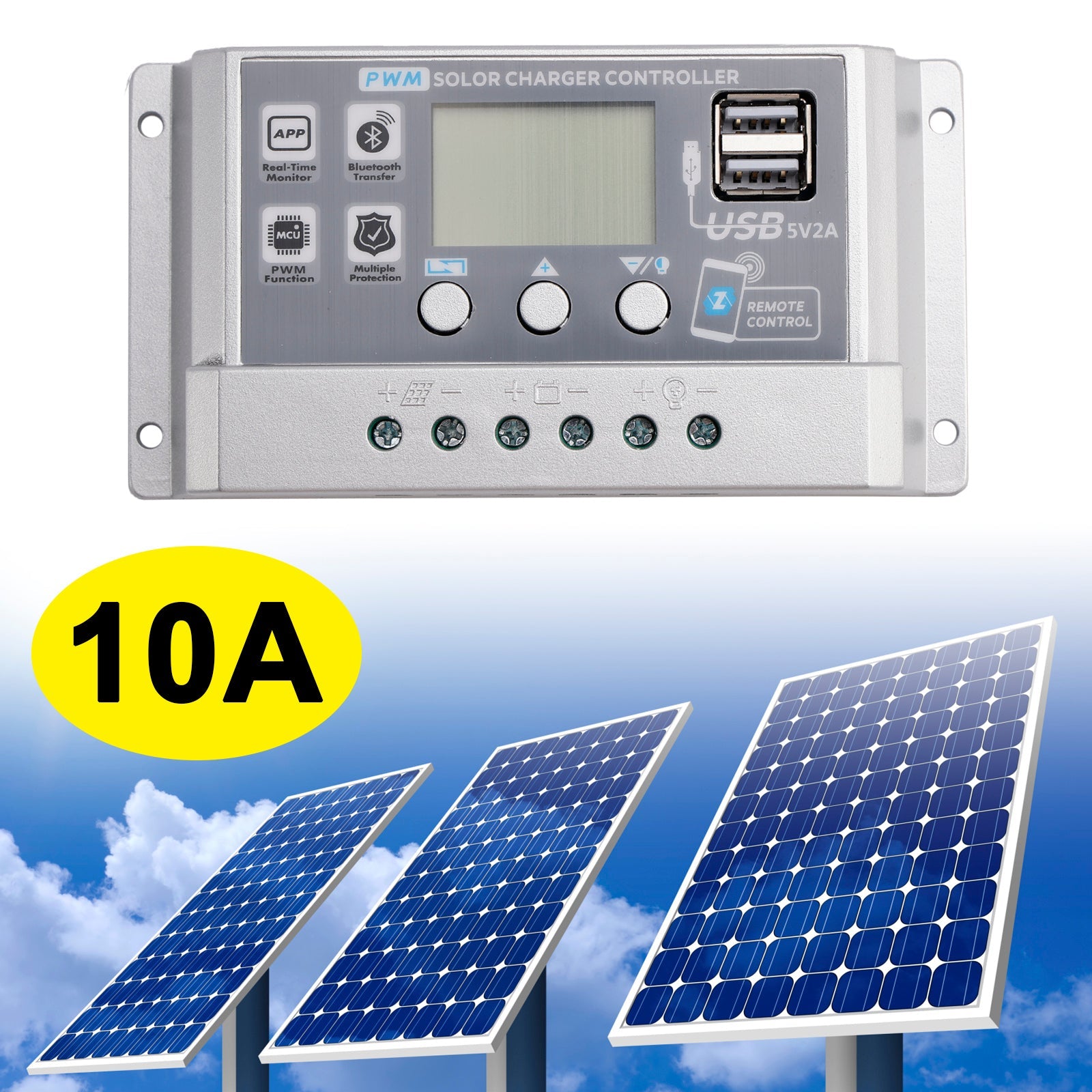 10A-60A PWM Solar Controller Mobile APP Intelligent Control Solar Controller