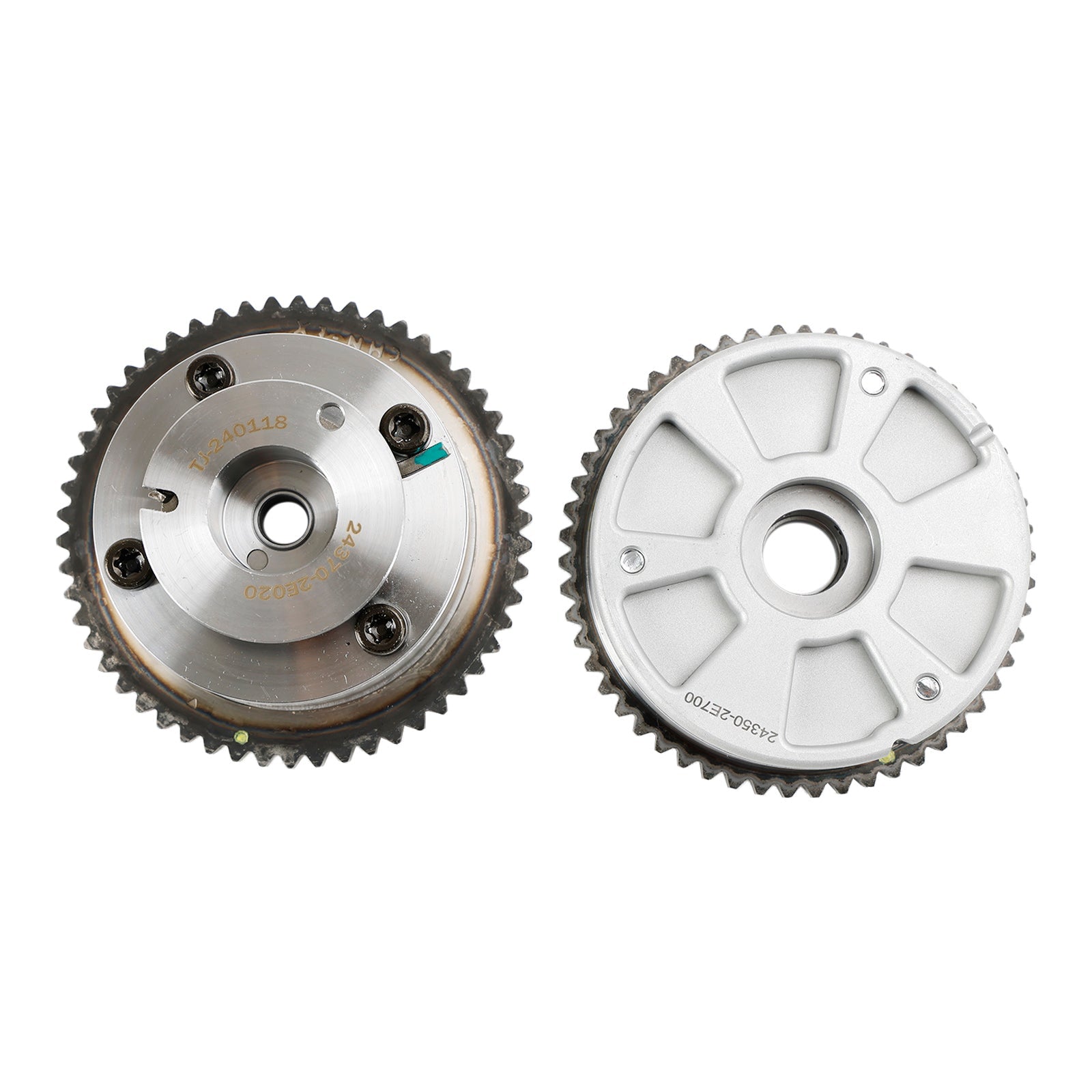 2017-2018 Forte 5 해치백 2.0L 터보 차저 엔진 배기 및 흡기 VVT 캠 샤프트 기어 스프로킷 243502E700 243702E020