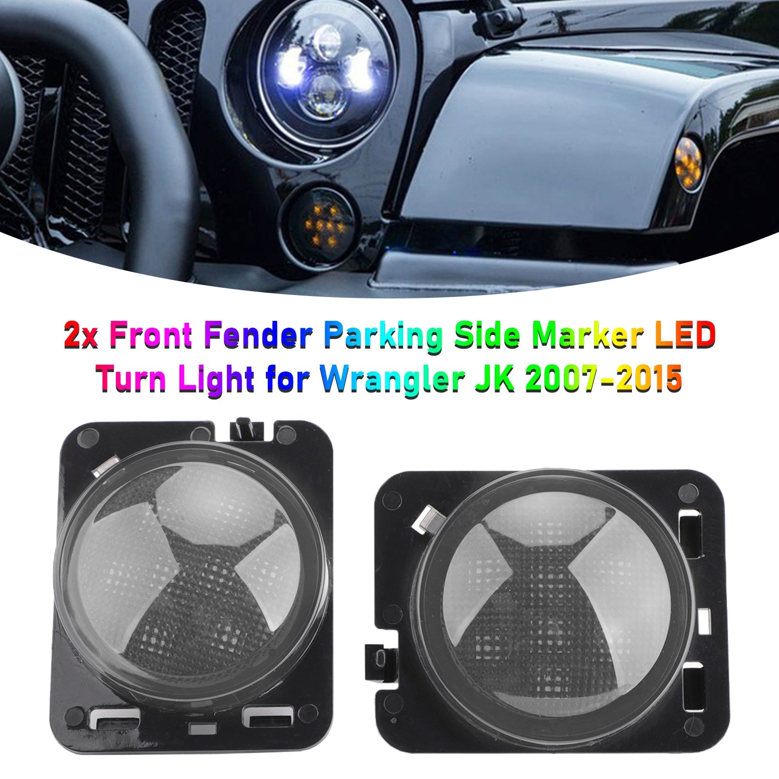 2007-2015 Wrangler JK 2x Front Fender Parking Side Marker LED Turn Light