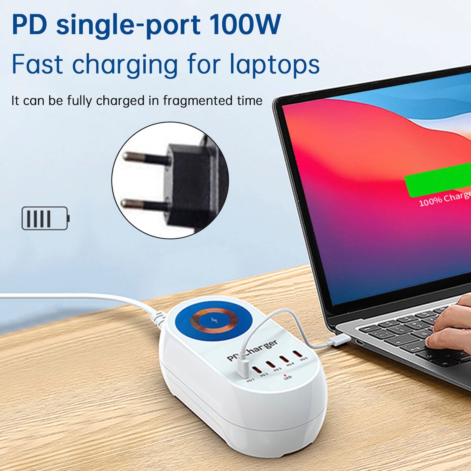 140W PD Multi-Port Charger Magnetic Wireless Fast Charging PD100W Laptop Mobile Phone Charger EU Plug