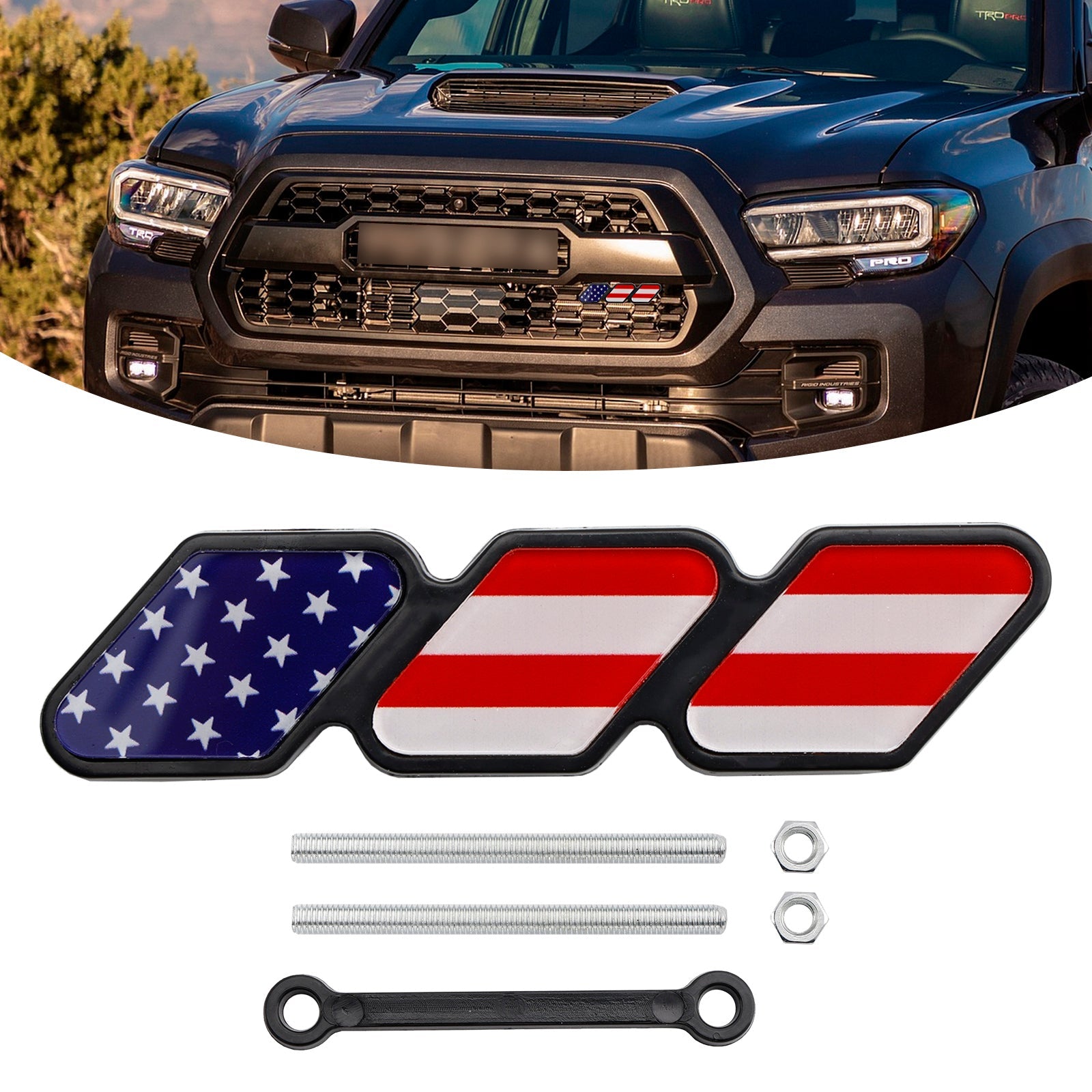 Tri-Color Grille Badge Emblem Car Accessories for Toyota Tacoma TRD Tundra RAV4