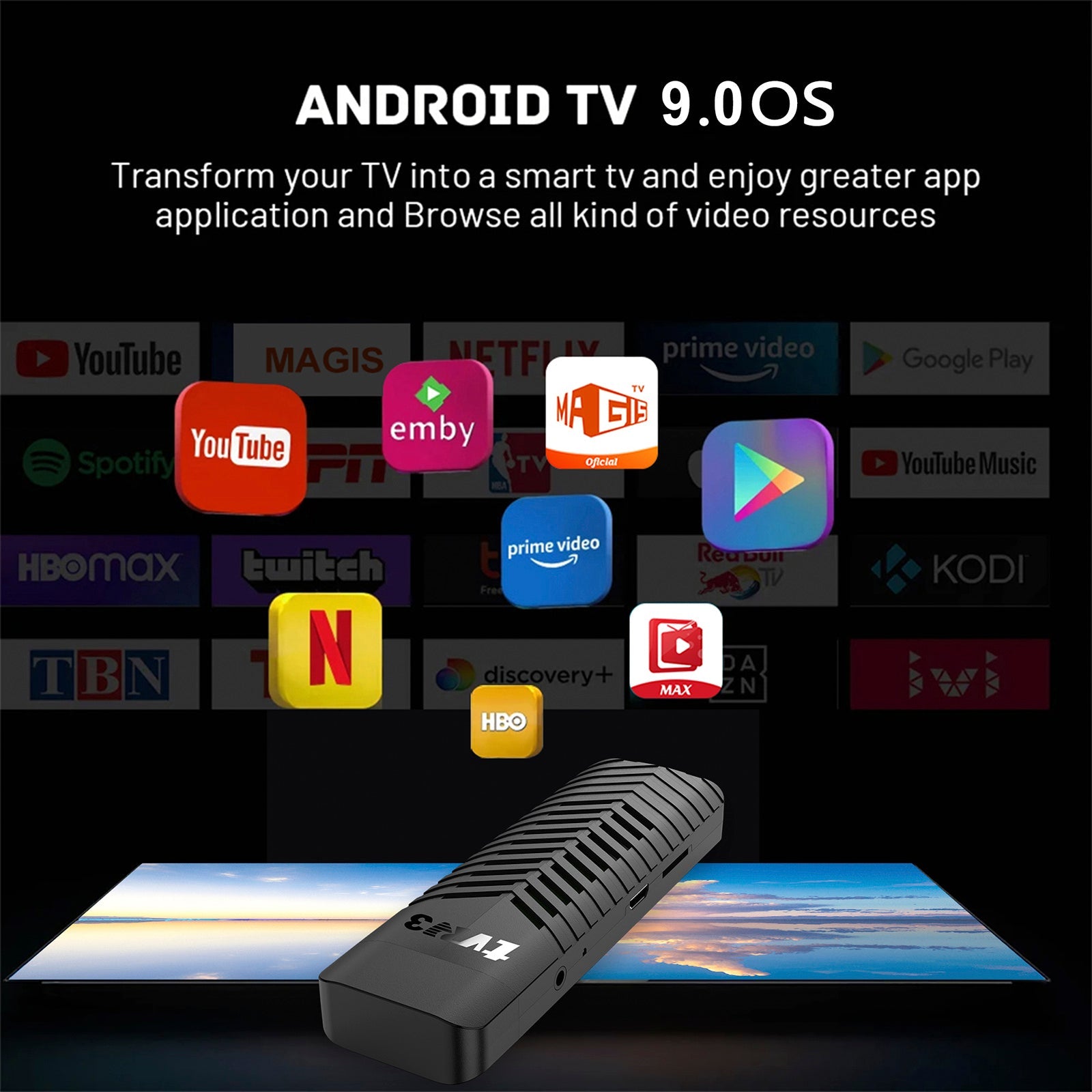 TVR3-S TV Stick Android 14 1GB 8GB Dongle Set-Top Box 4K Player Protable TV BOX