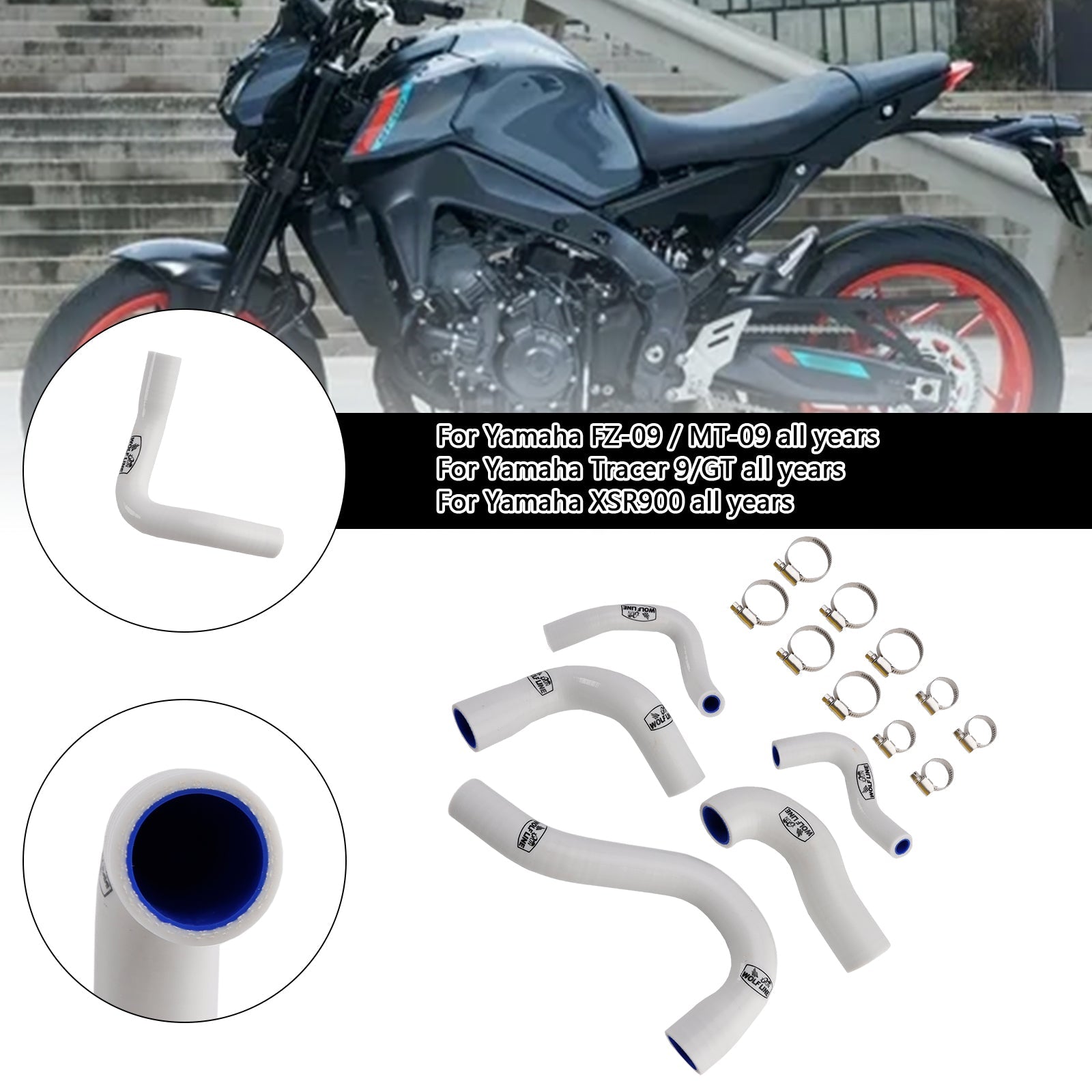 Silicone Radiator coolant Hose For Yamaha MT-09 XSR900 Tracer 9/GT all years