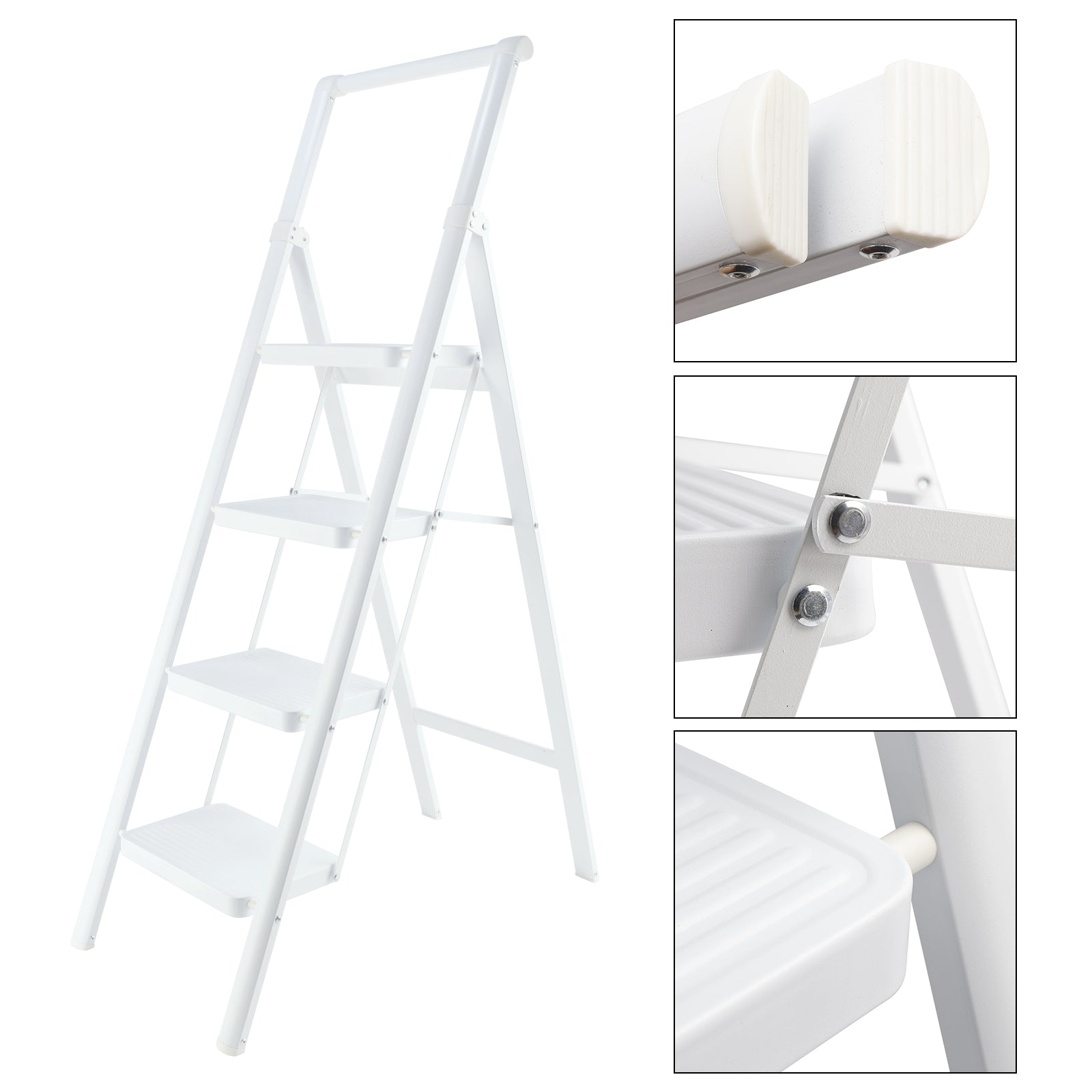 4 Step Ladder, Foldable Step Stools for Adults Anti-Slip Pedal, Lightw