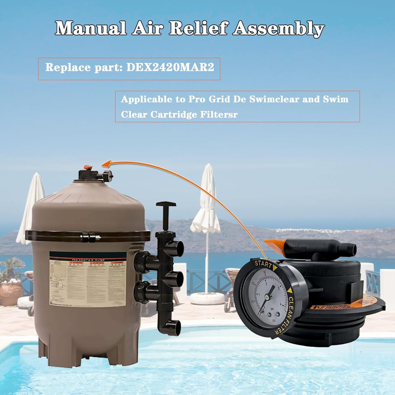 Manual Air Relief Assembly DEX2420MAR2 For Cartridge Pool Filter