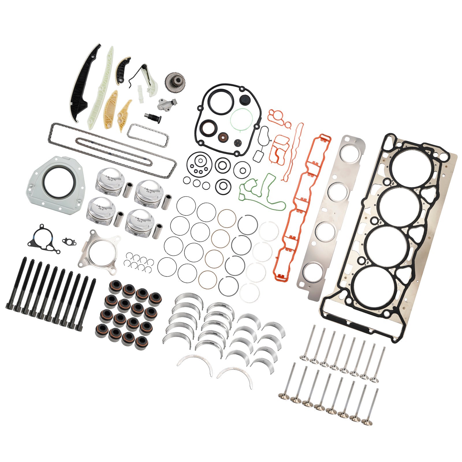 2008-2011 VOLKSWAGEN Passat CC 1.8 TSI BZB CDAA CDAB Engine Pistons Overhaul Rebuild Kit 06H107065CP 06H109509Q