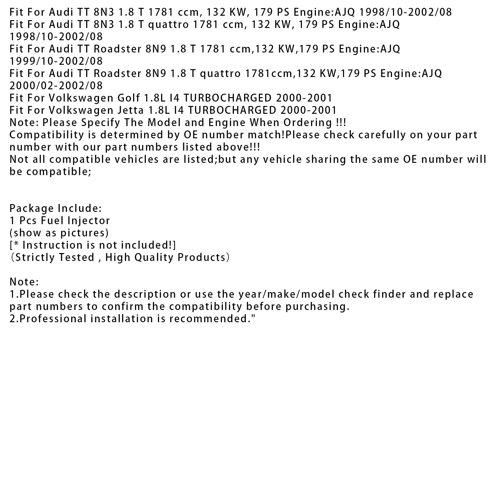 1Pcs Fuel Injector For VW Golf IV Audi TT A3 Seat 1.8T 0280155897 06A906031S