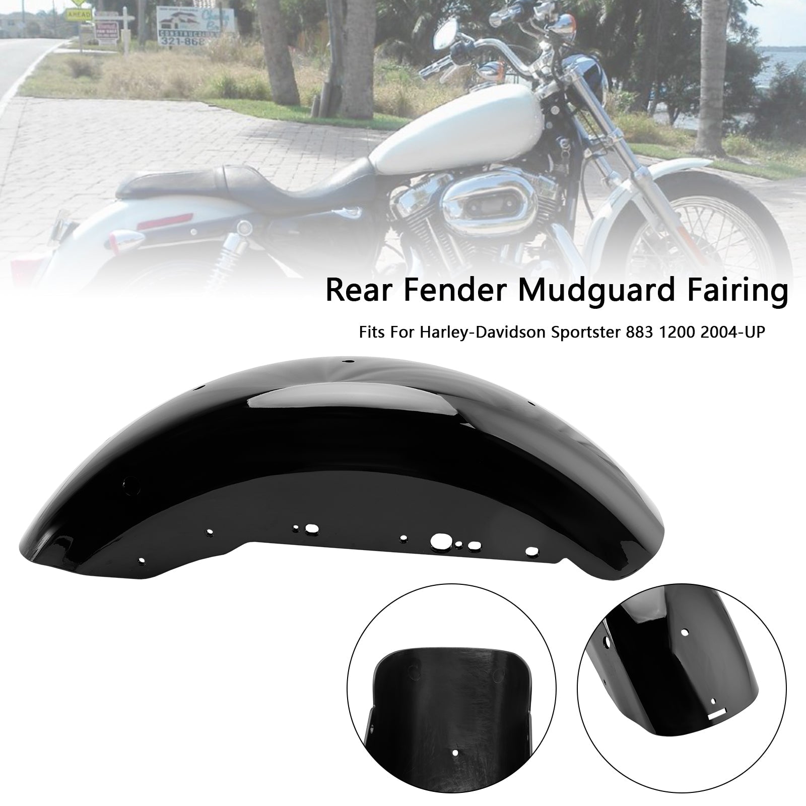 Rear Fender Mudguard Fairing For Sportster 883 1200 2004-UP