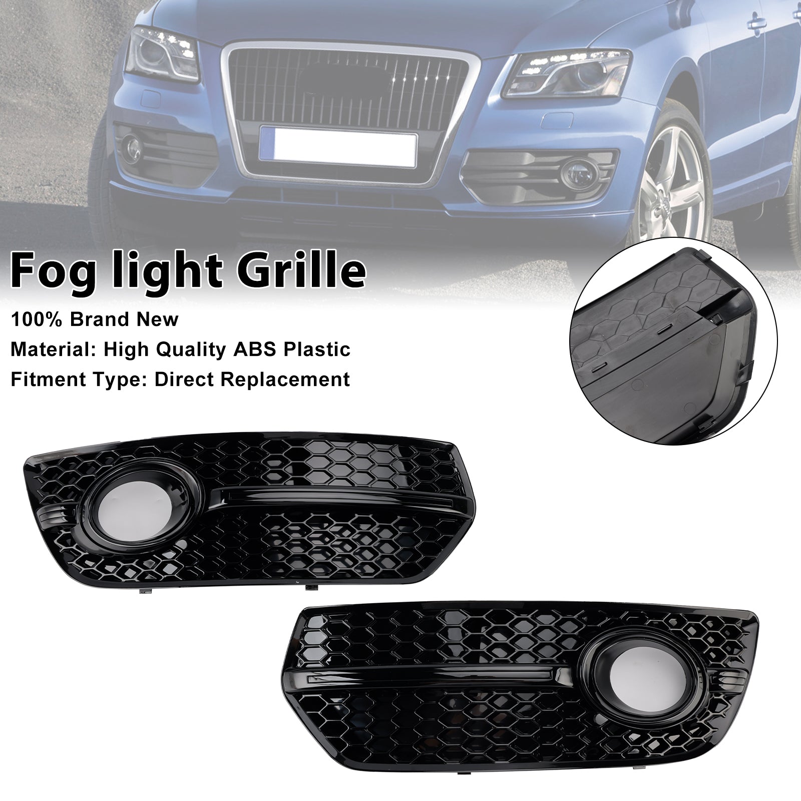 2009-2012 Audi Q5 2PCS Front Bumper Grill Fog Light Lamp Covers
