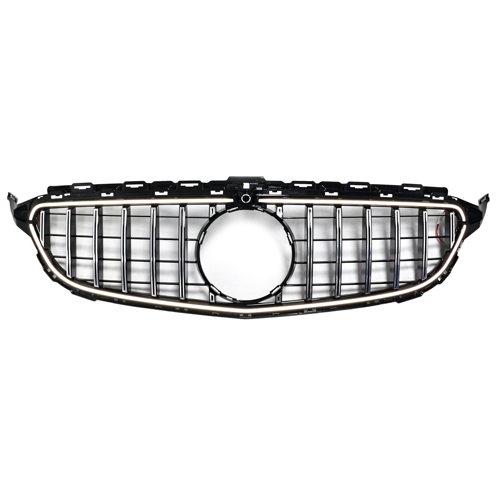 Chrome Front Bumper Grill Grille Fit Mercedes W205 C250 C300 2015-2021 W/LED