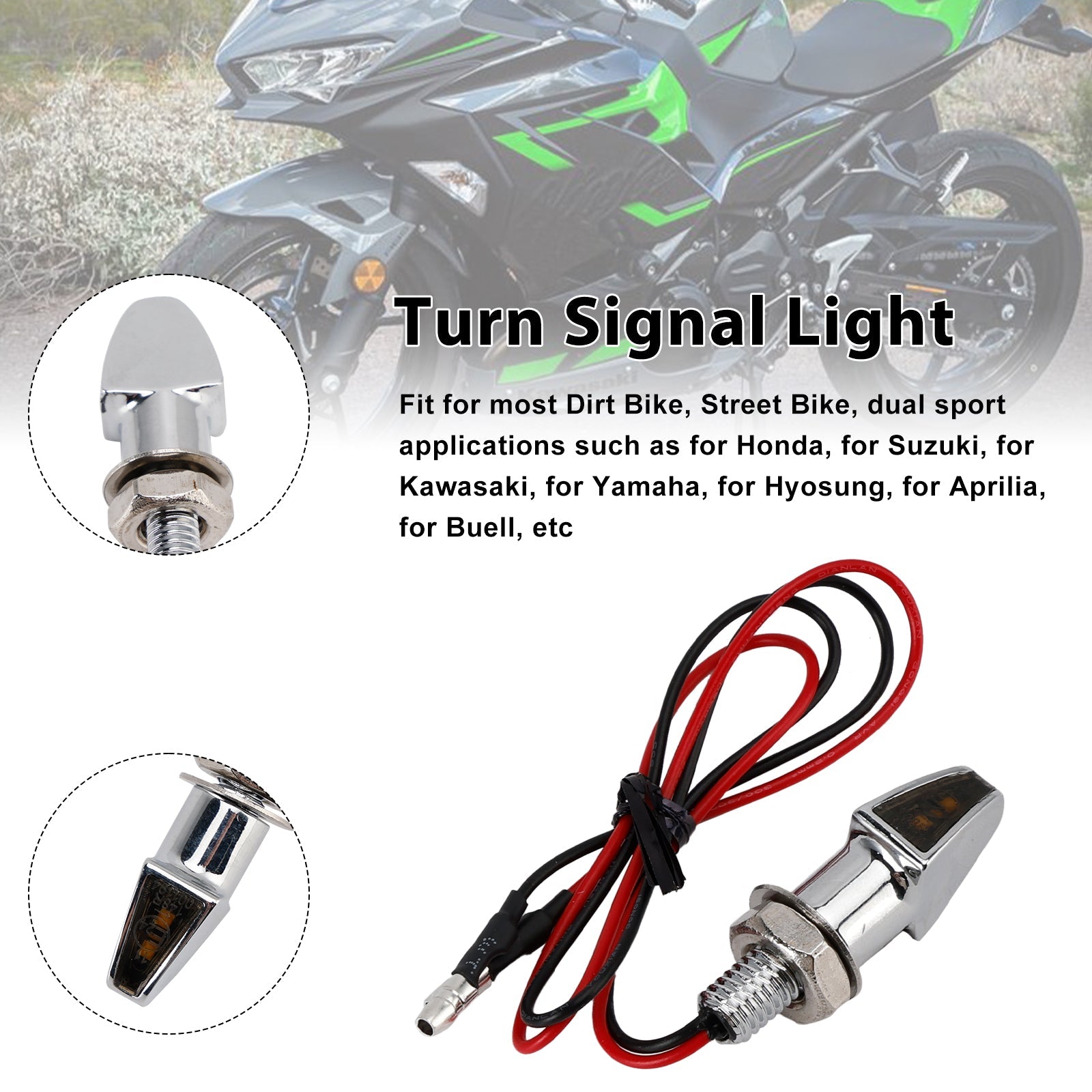 12V LED Turn Signal Indicator Light 8mm Universal Motorcycle For Yamaha