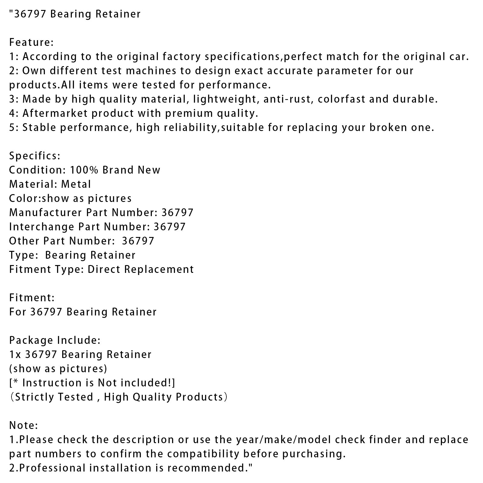 36797 Bearing Retainer