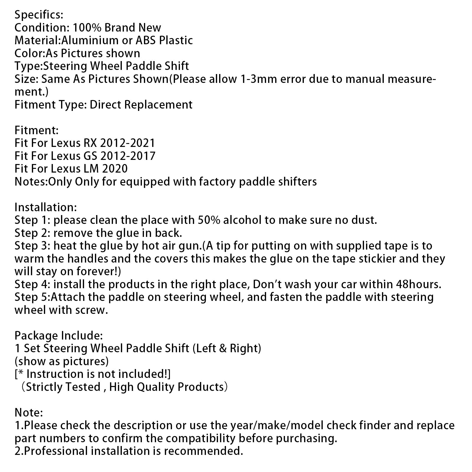 Steering Wheel Paddle Shifter Extension For Lexus RX GX