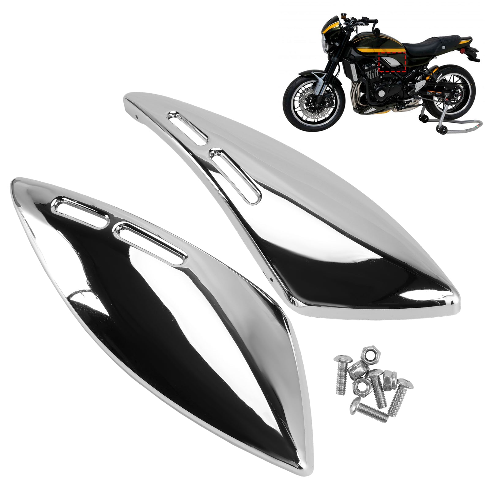 2018-2024 Kawasaki Z900RS Gas Tank Side Cover Panel Fairing Cowl Chrome