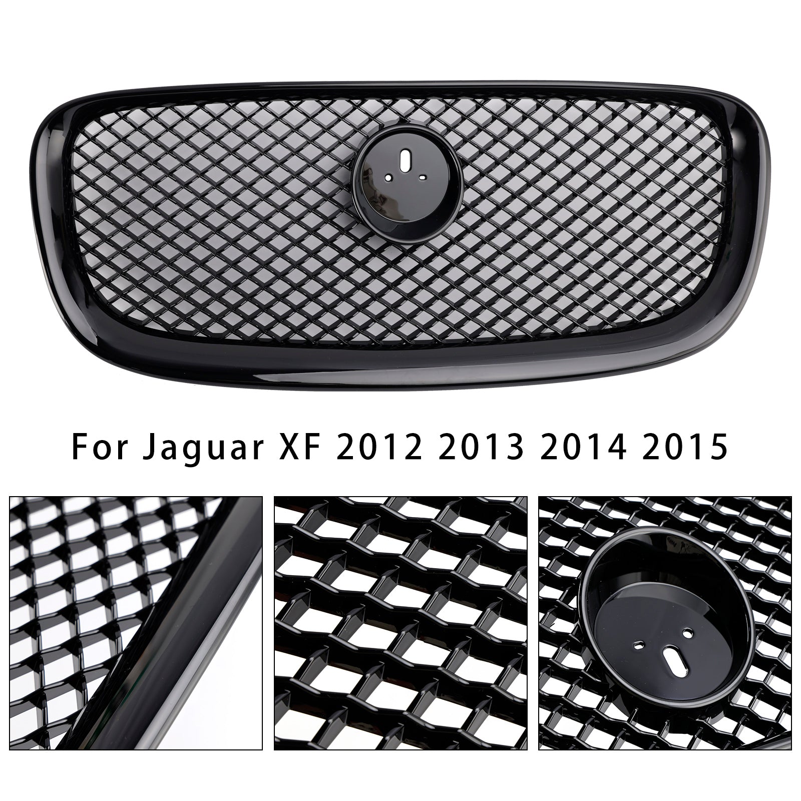 XF-R Style Front Bumper Grill Grille Fit Jaguar XF 2012-2015 Gloss Black