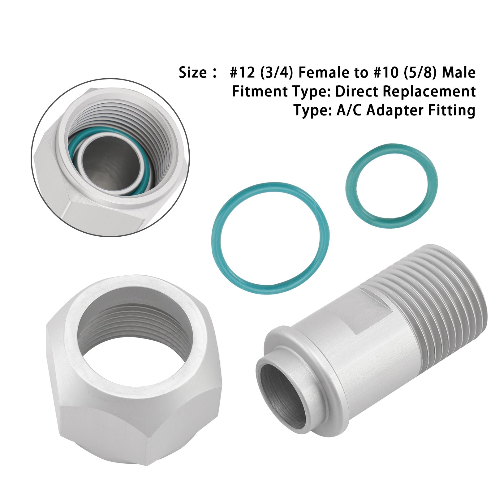 A/C Adapter Fitting #12 (3/4) Female to #10 (5/8) Male Drier Accumulator Hose
