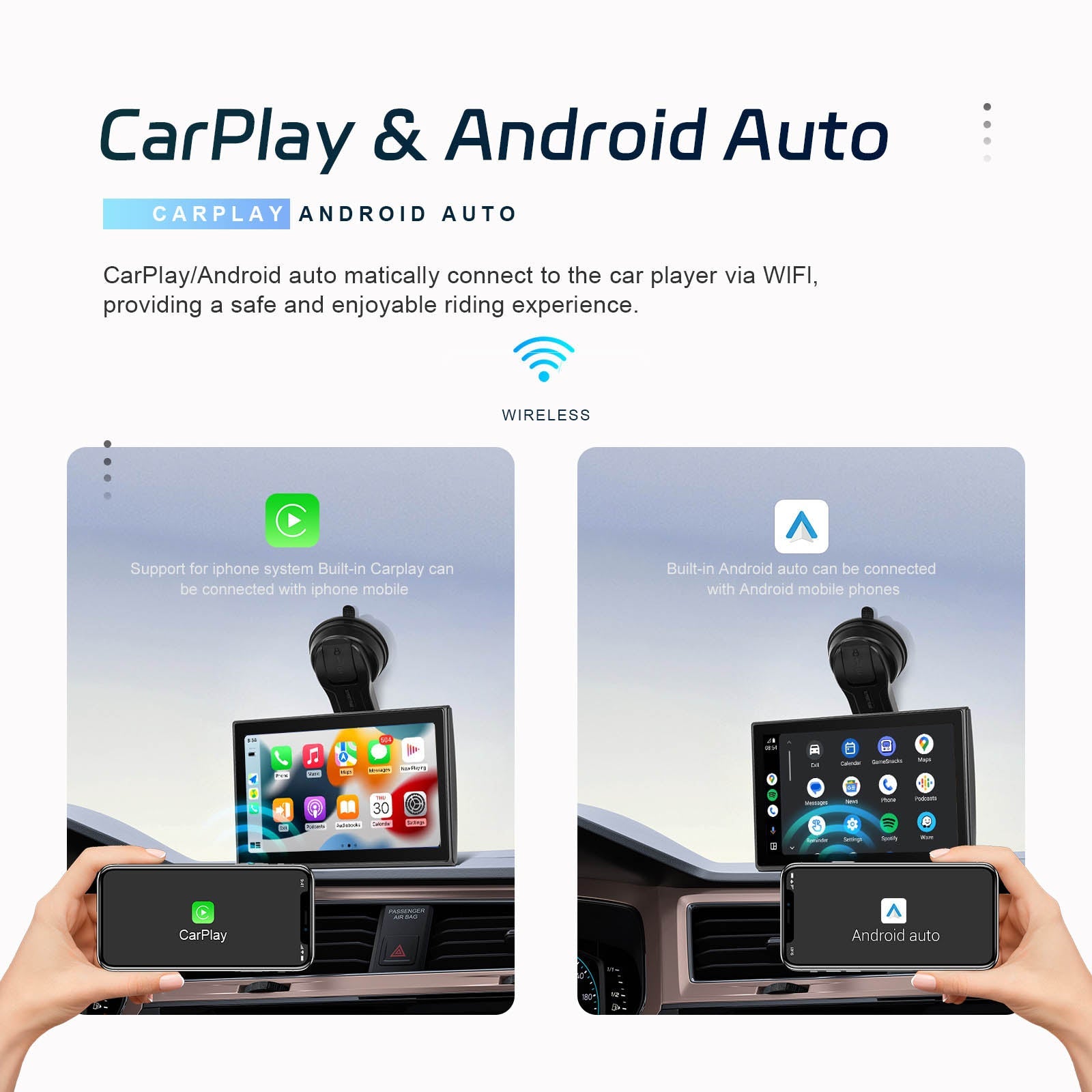 7-inch Full Touch Screen Apple CarPlay Horizontal Vertical Switching 12 LED Camera