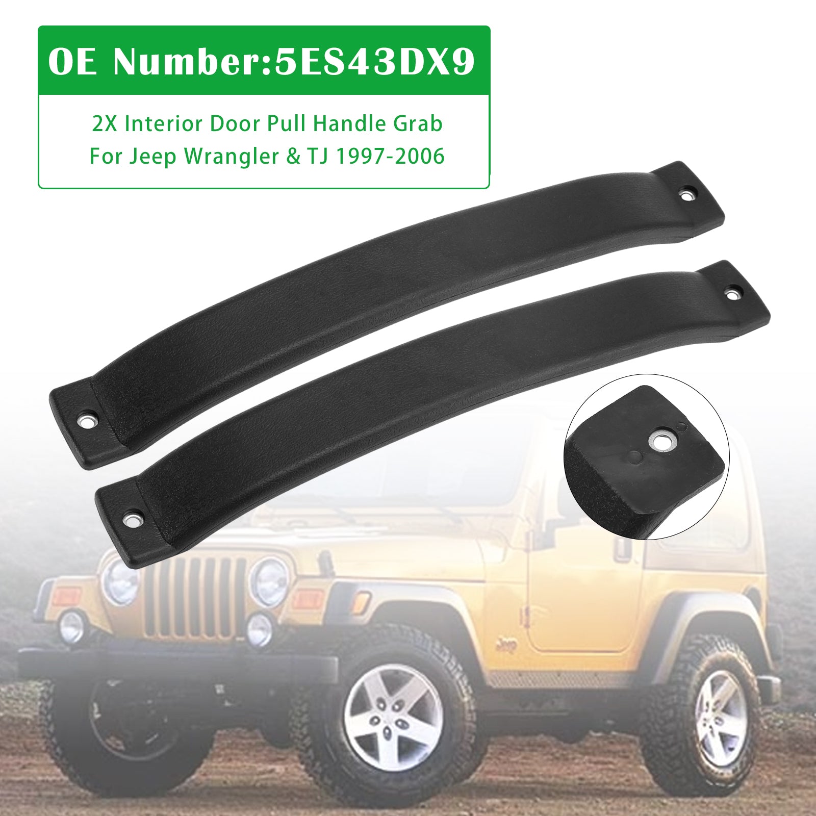 1997-2006 Jeep Wrangler & TJ 2x Interior Door Pull Handle Grab 5ES43DX9